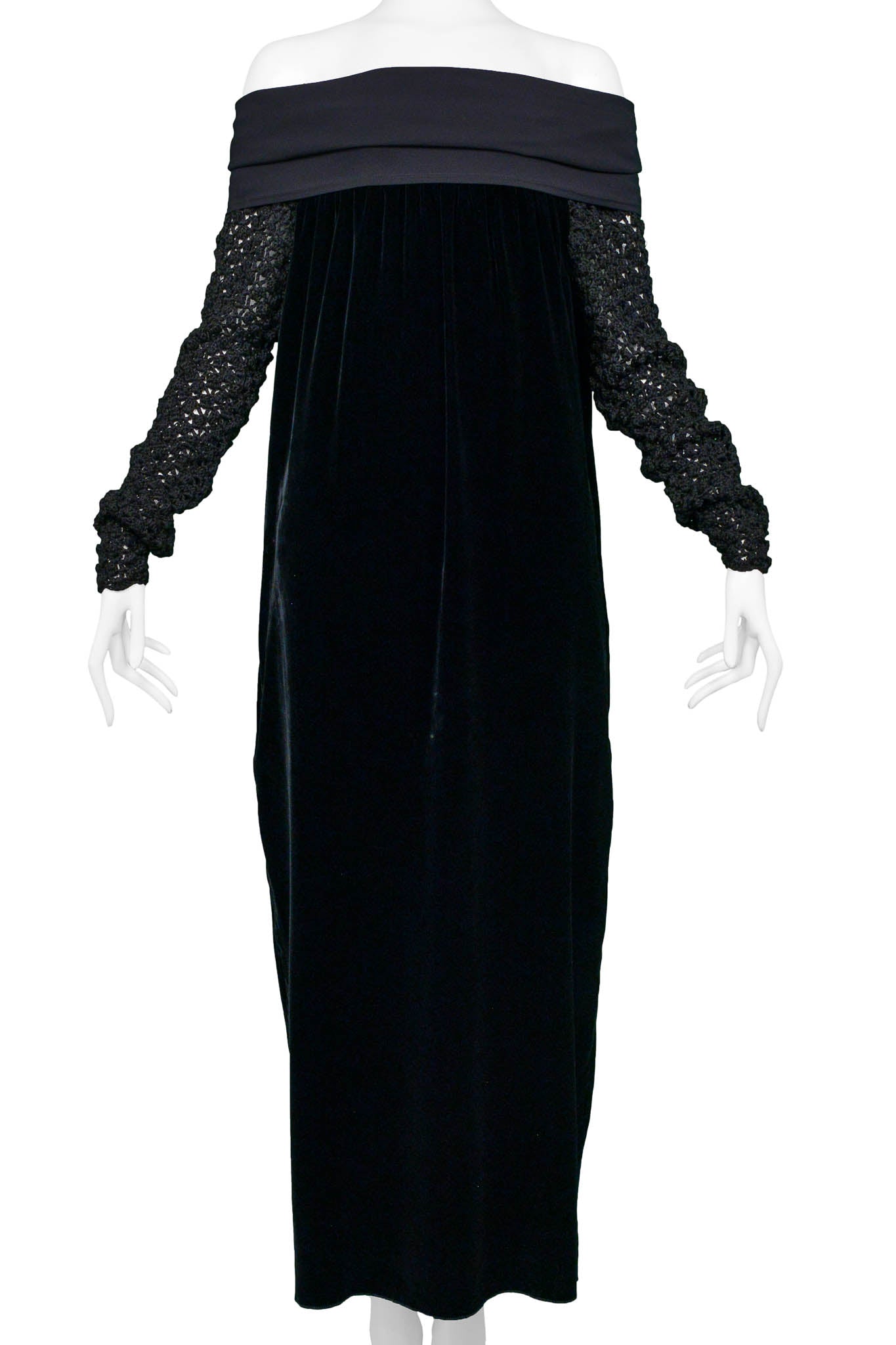 JEAN PAUL GAULTIER BLACK VELVET & KNIT COLD SHOULDER DRESS