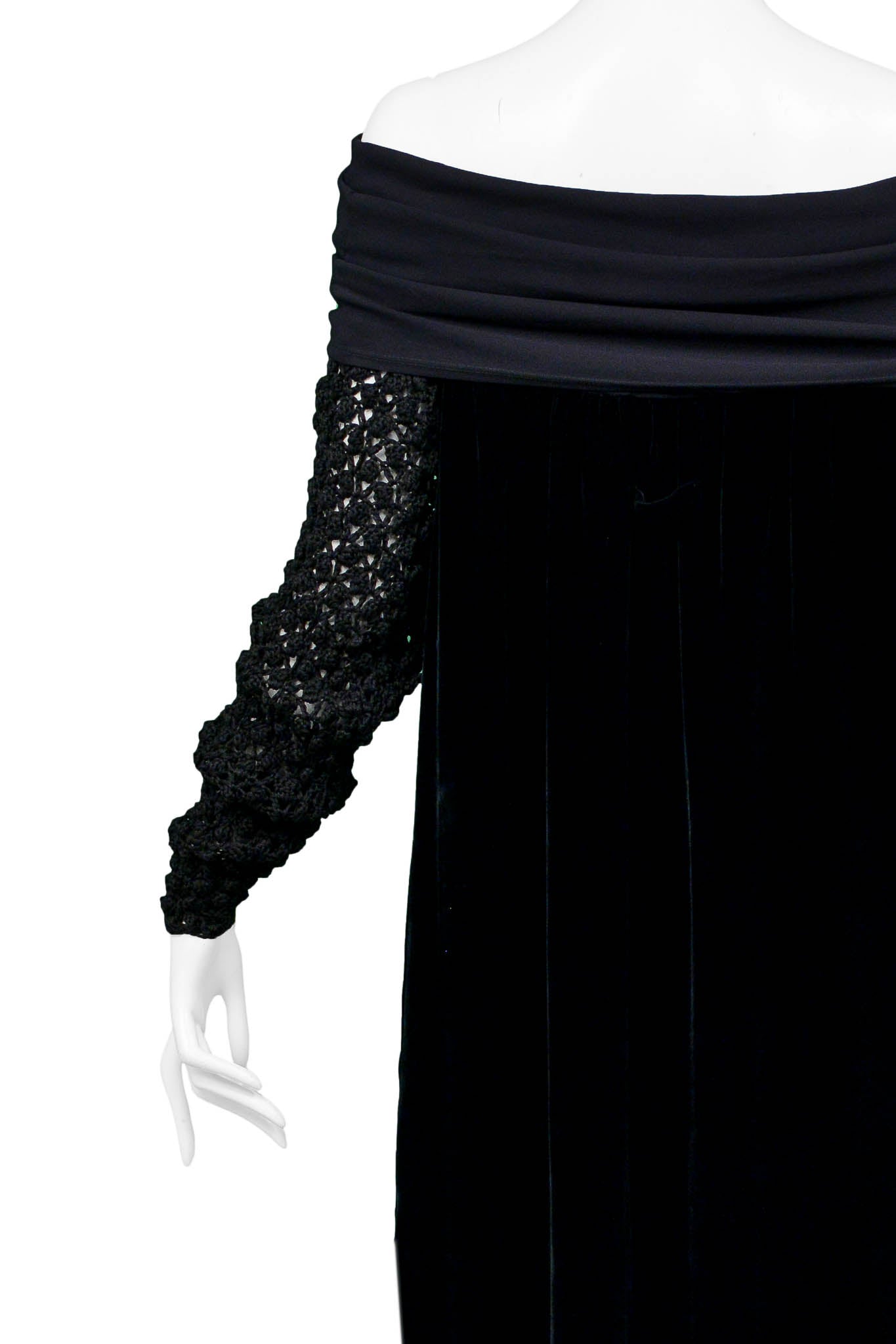 JEAN PAUL GAULTIER BLACK VELVET & KNIT COLD SHOULDER DRESS