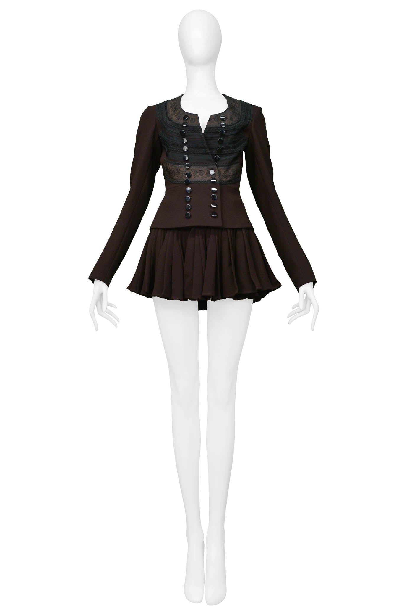 GAULTIER BROWN EMBROIDERED BROCADE BLAZER