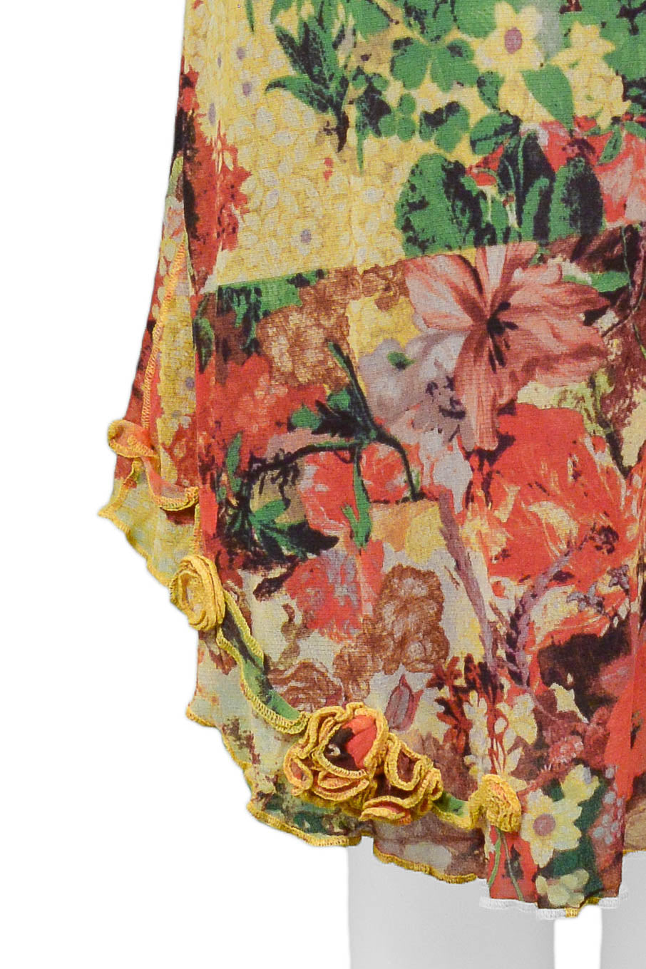 JEAN PAUL GAULTIER FLORAL PRINT MESH DRESS WITH PORTRAIT