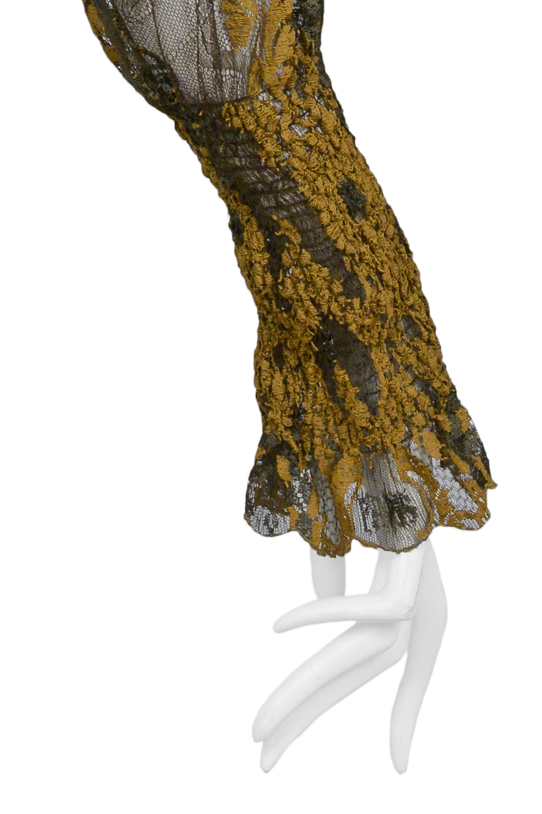 JEAN PAUL GAULTIER SS 1995 BROWN LACE BLOUSE W PUFF SLEEVES