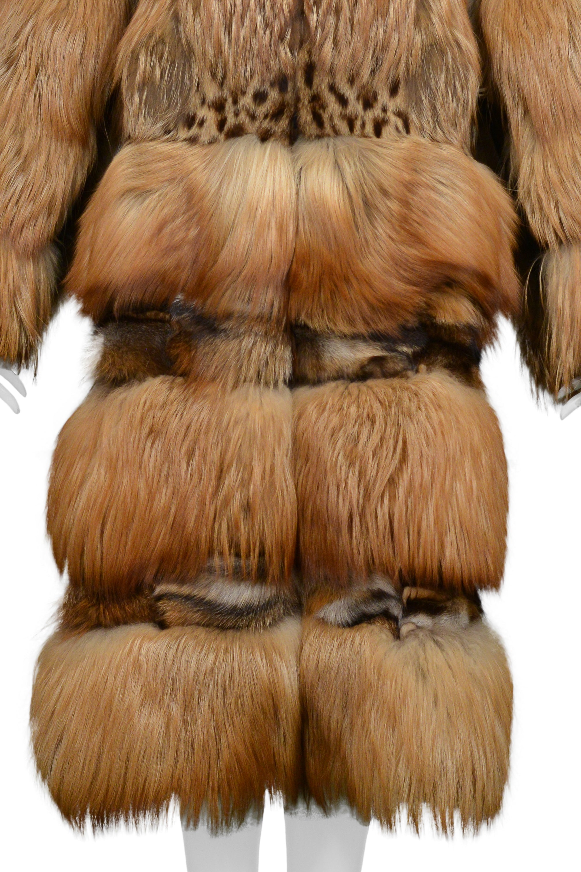 GUCCI BY TOM FORD FOX FUR & LEOPARD PRINTED CONVERTIBLE COAT 1999