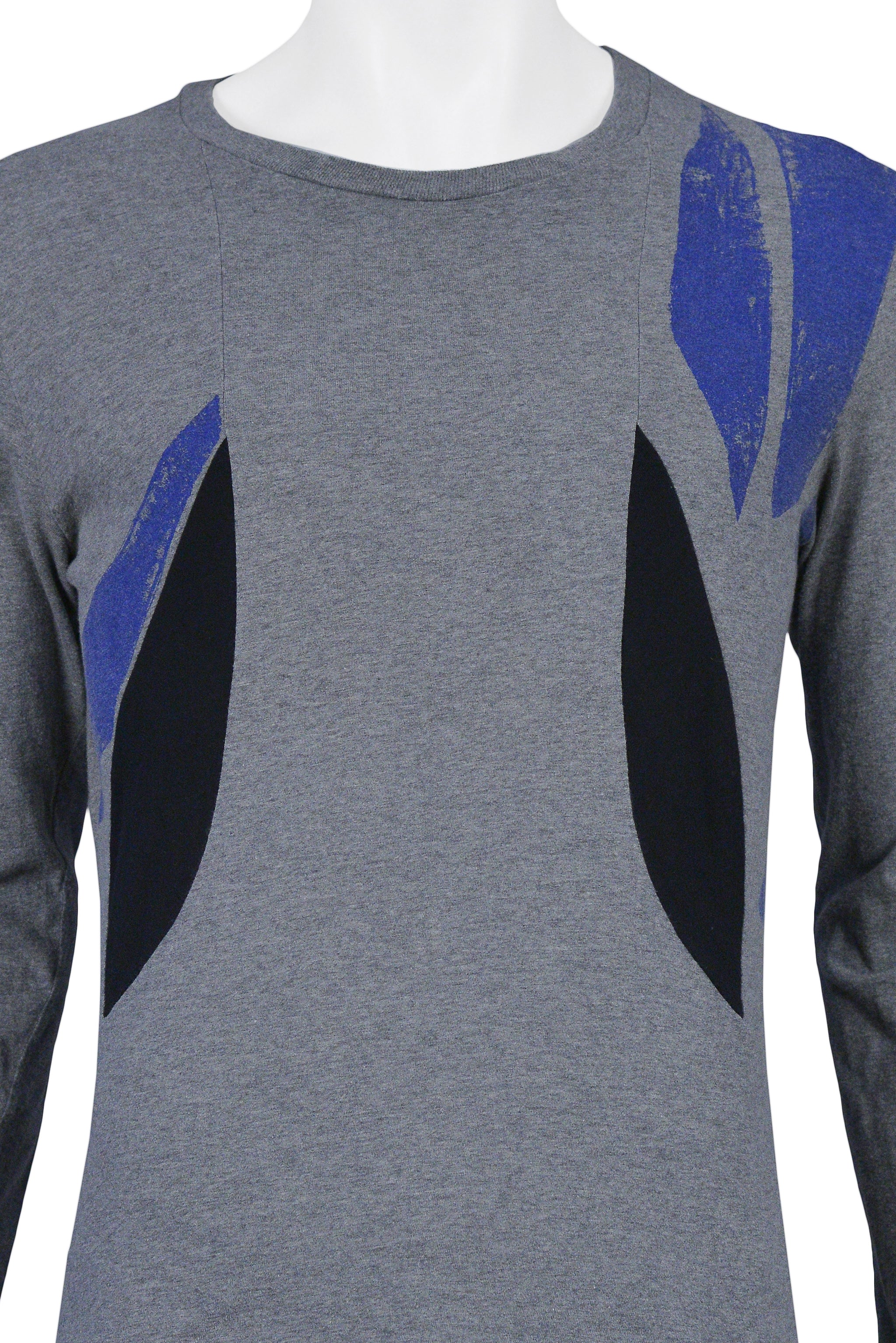 HELMUT LANG GREY & BLUE LONG SLEEVE T-SHIRT 2003
