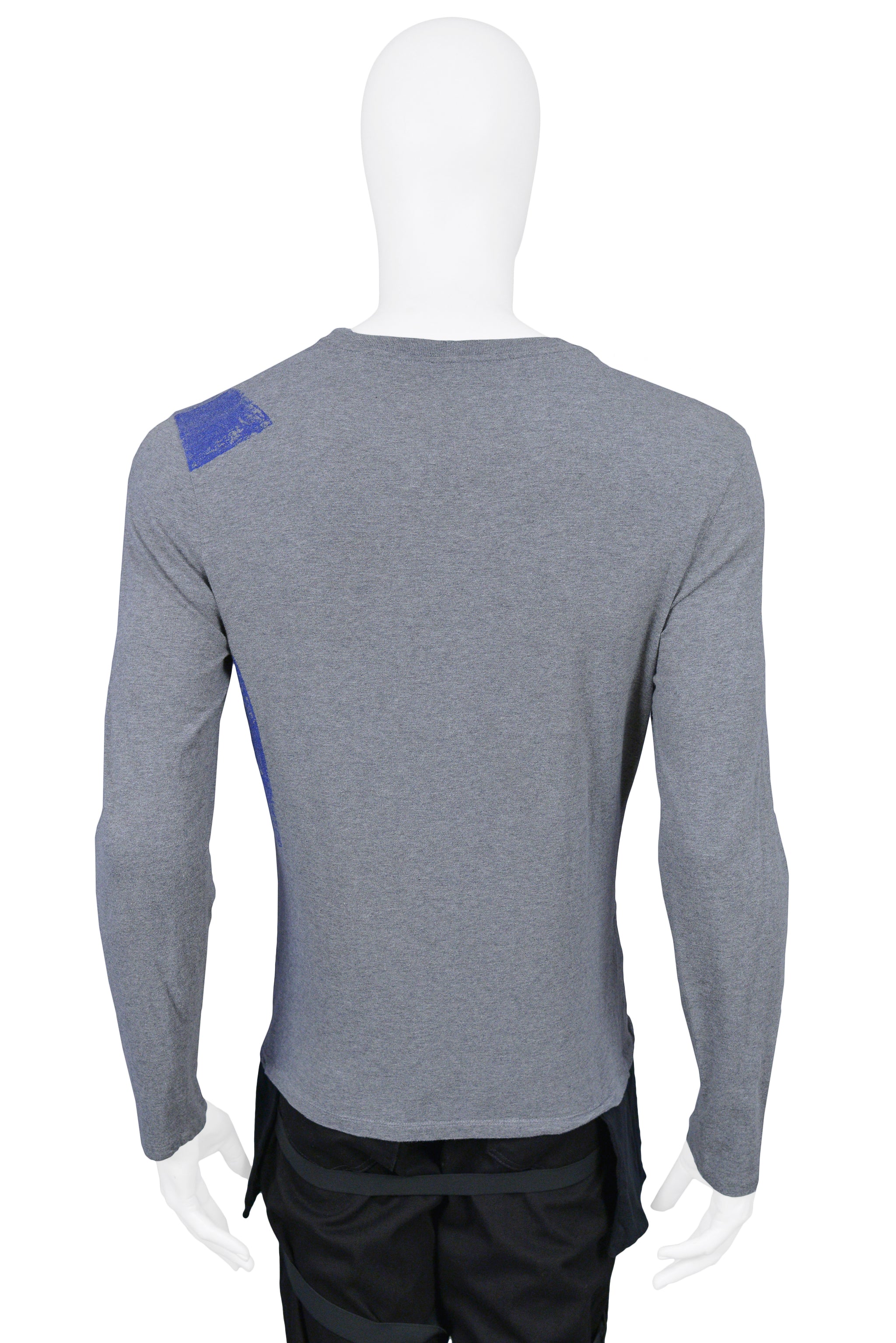 HELMUT LANG GREY & BLUE LONG SLEEVE T-SHIRT 2003