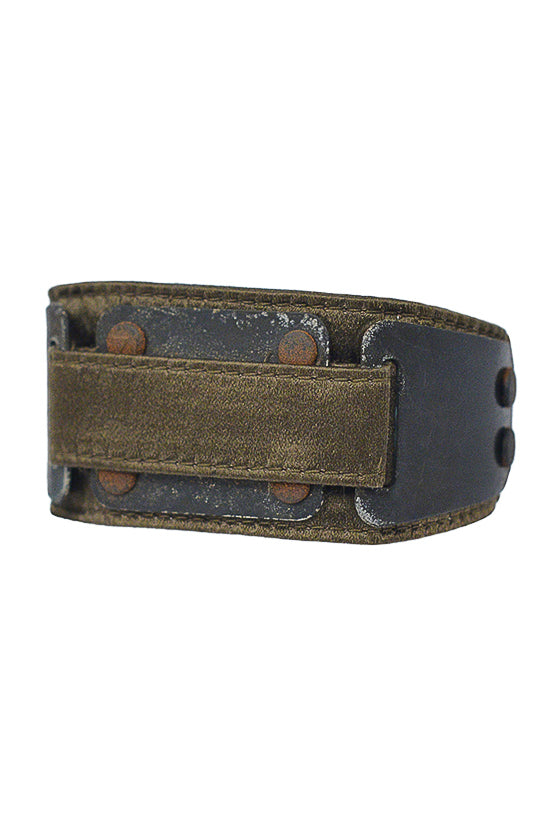 HELMUT LANG OLIVE SATIN & METAL BRACELET 2003-04