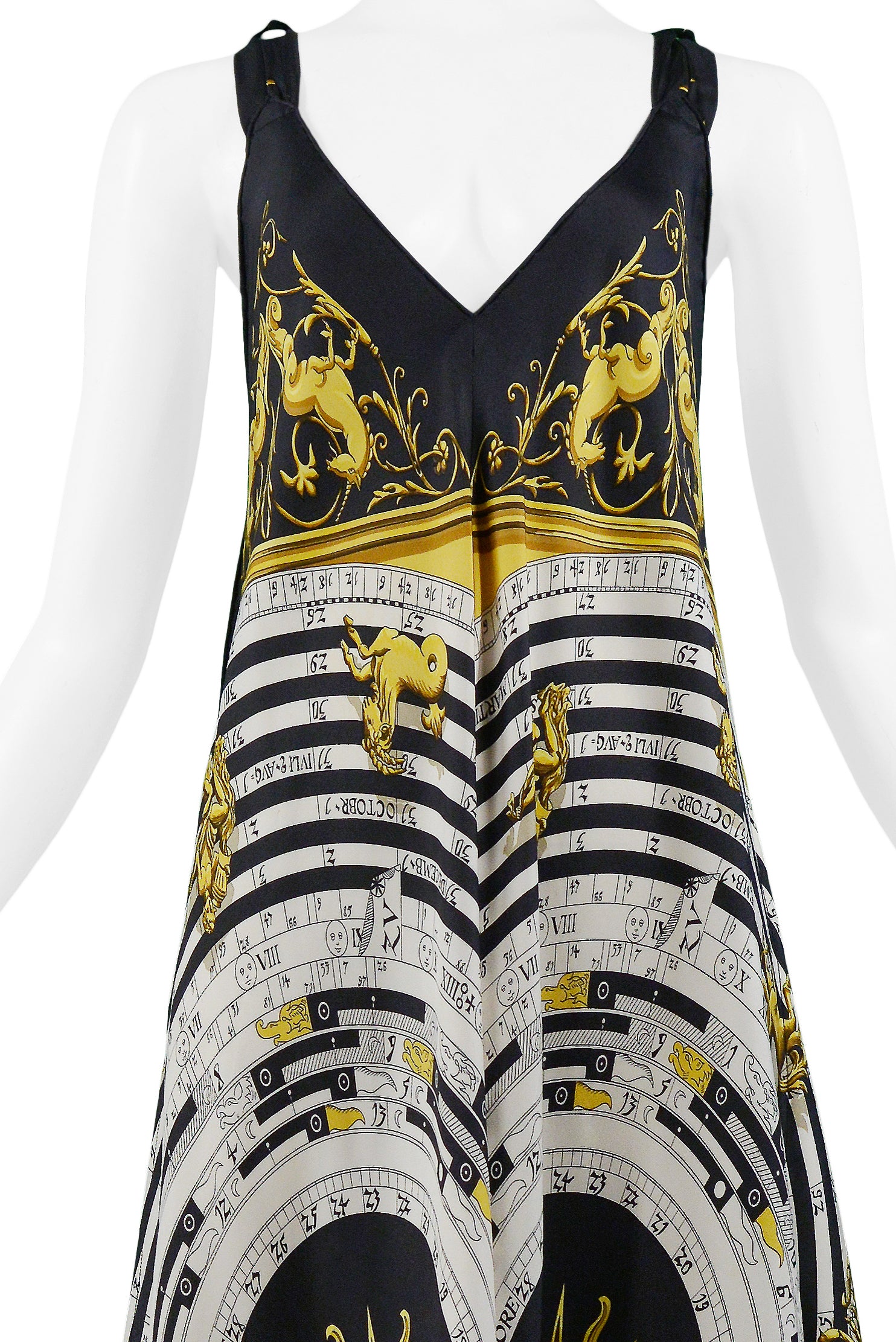 HERMES GOLD ZODIAC PRINT SCARF DRESS