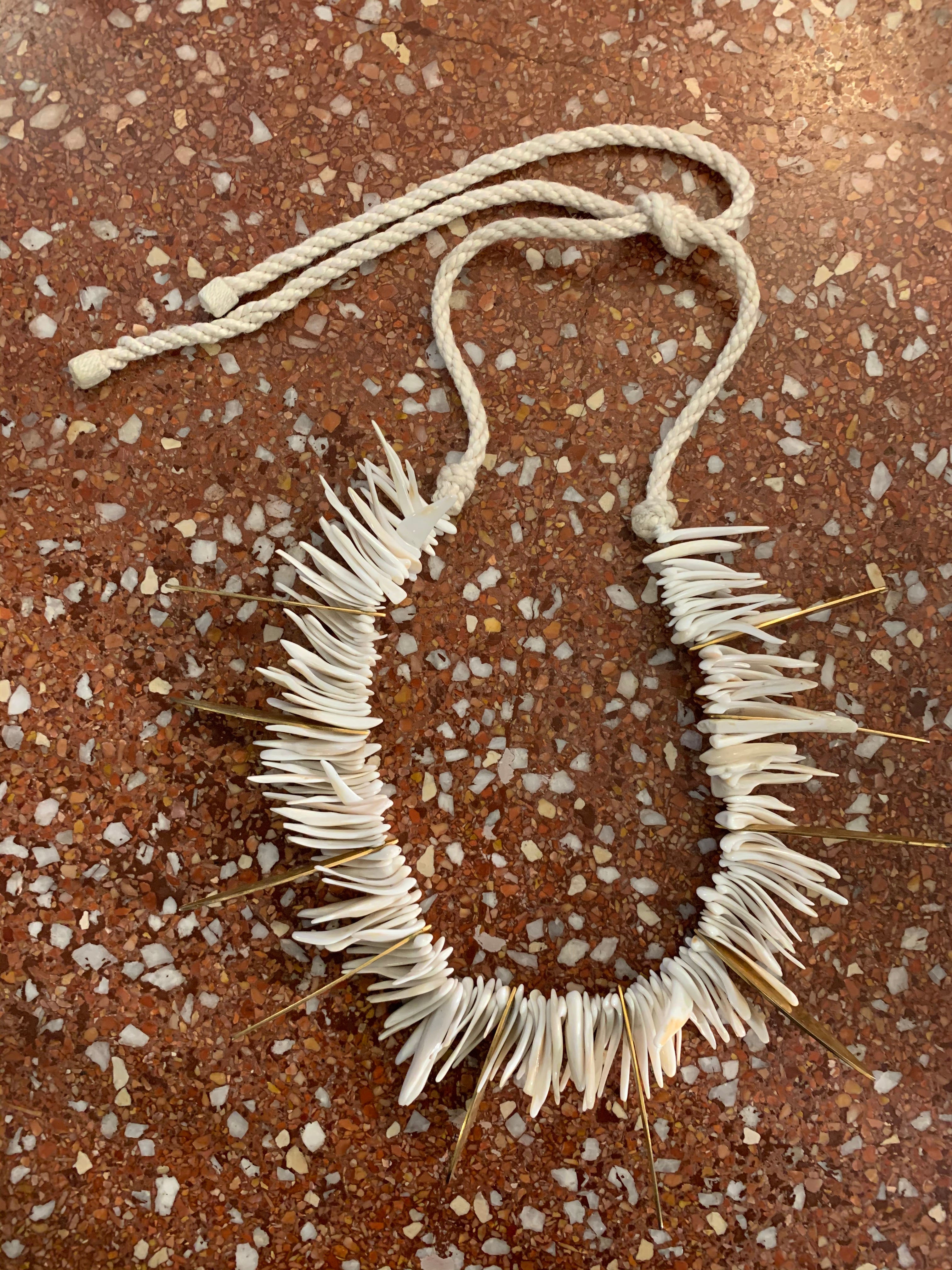 YVES SAINT LAURENT YSL SHELL & BRASS SHARD NECKLACE