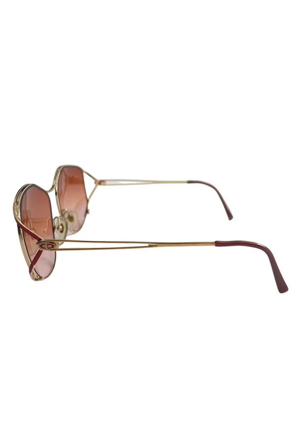 DIOR 1970'S RED AND GOLD OVERSIZED SUNGLASSES
