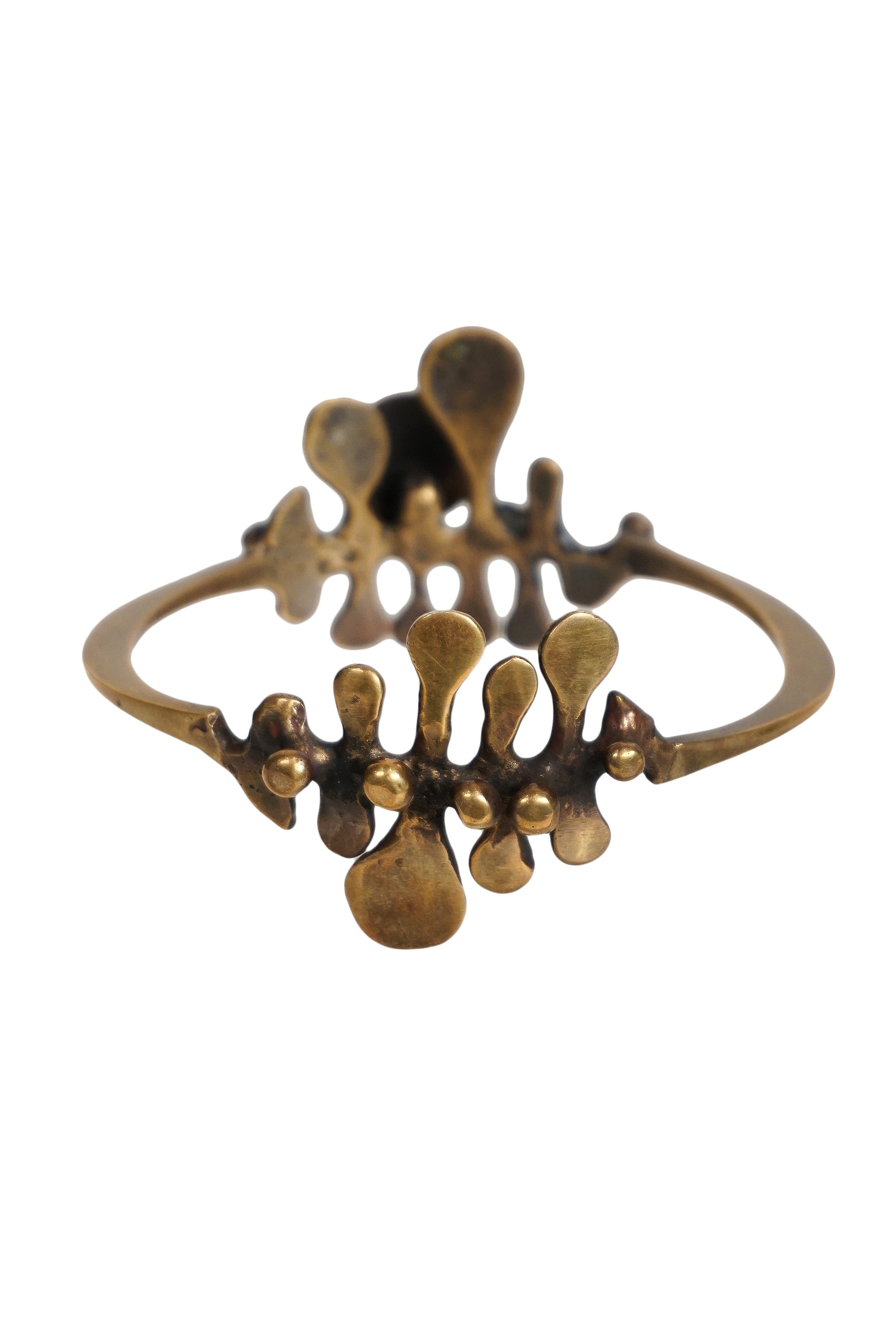JACK BOYD BRUTALIST LARGE DOUBLE SPORE BRONZE BRACELET 1970s