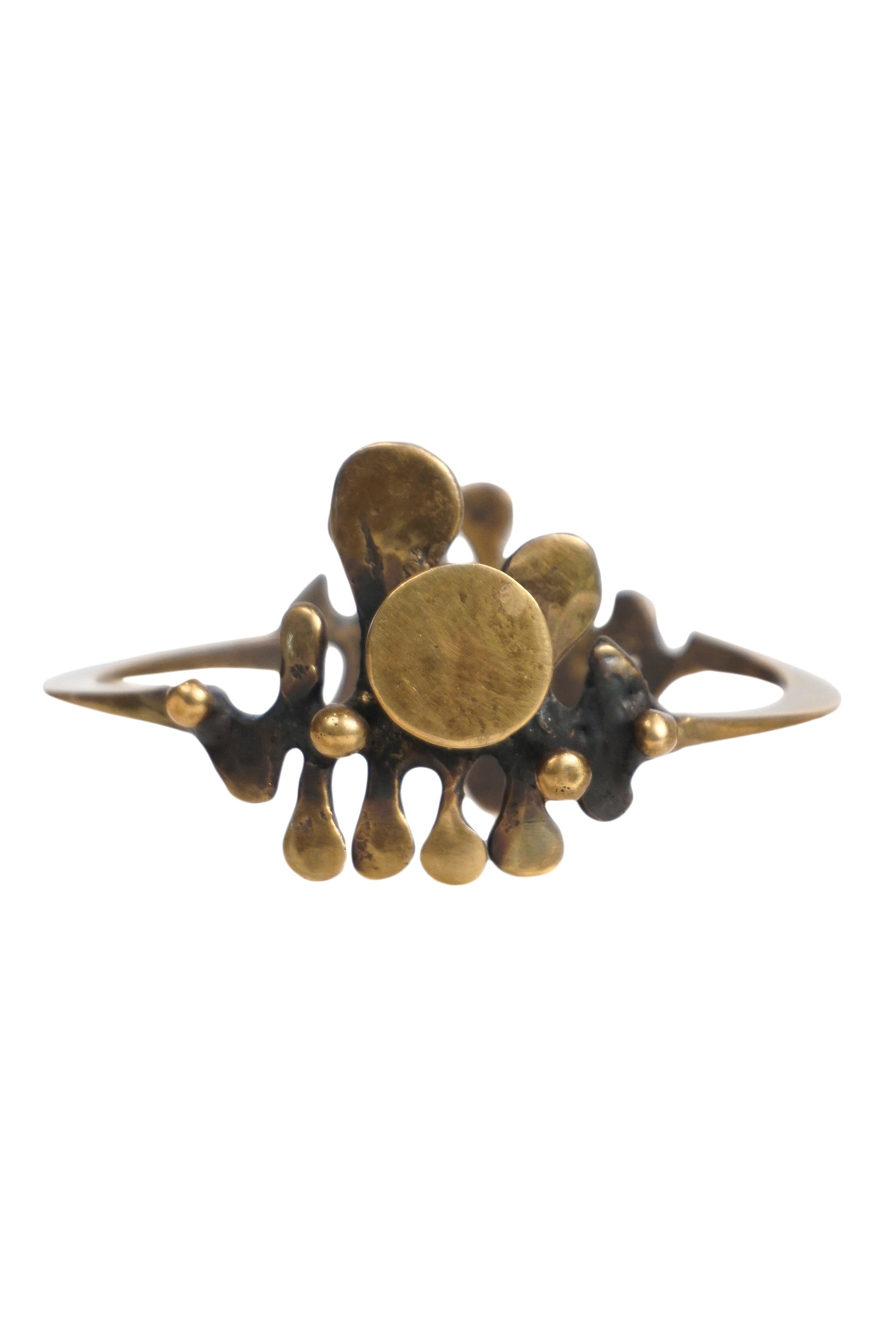 JACK BOYD BRUTALIST LARGE DOUBLE SPORE BRONZE BRACELET 1970s