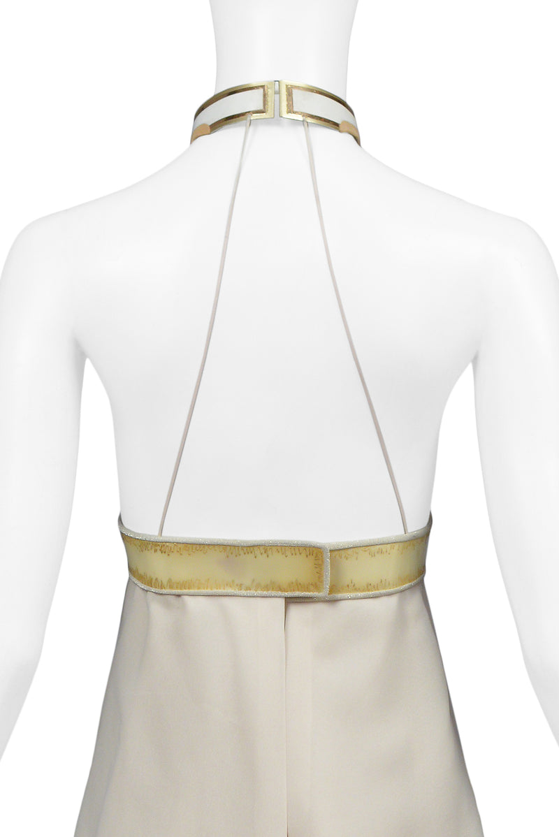JACQUES CASSIA OFF WHITE VINYL COLLAR DRESS 1970s