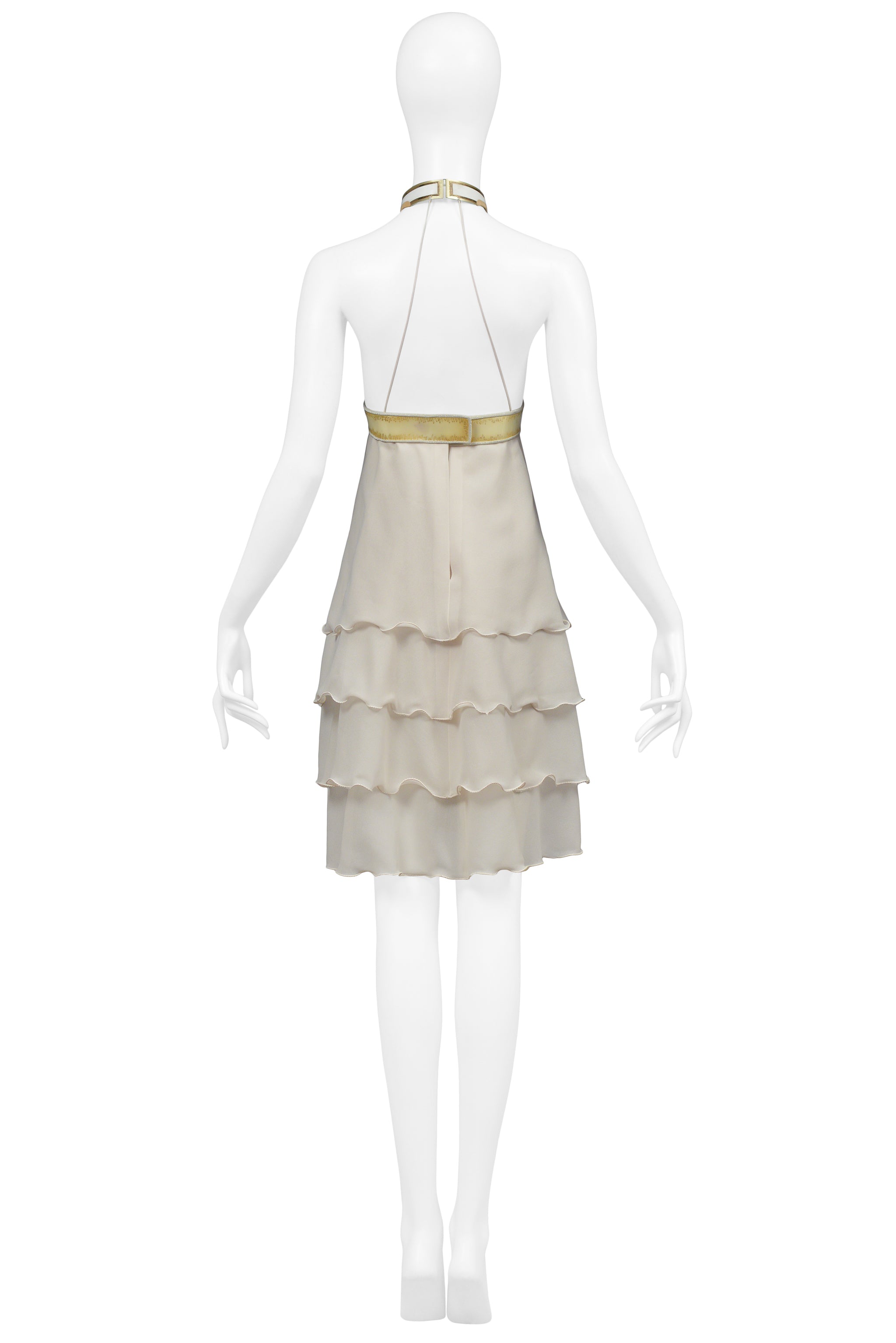 JACQUES CASSIA OFF WHITE VINYL COLLAR DRESS 1970s