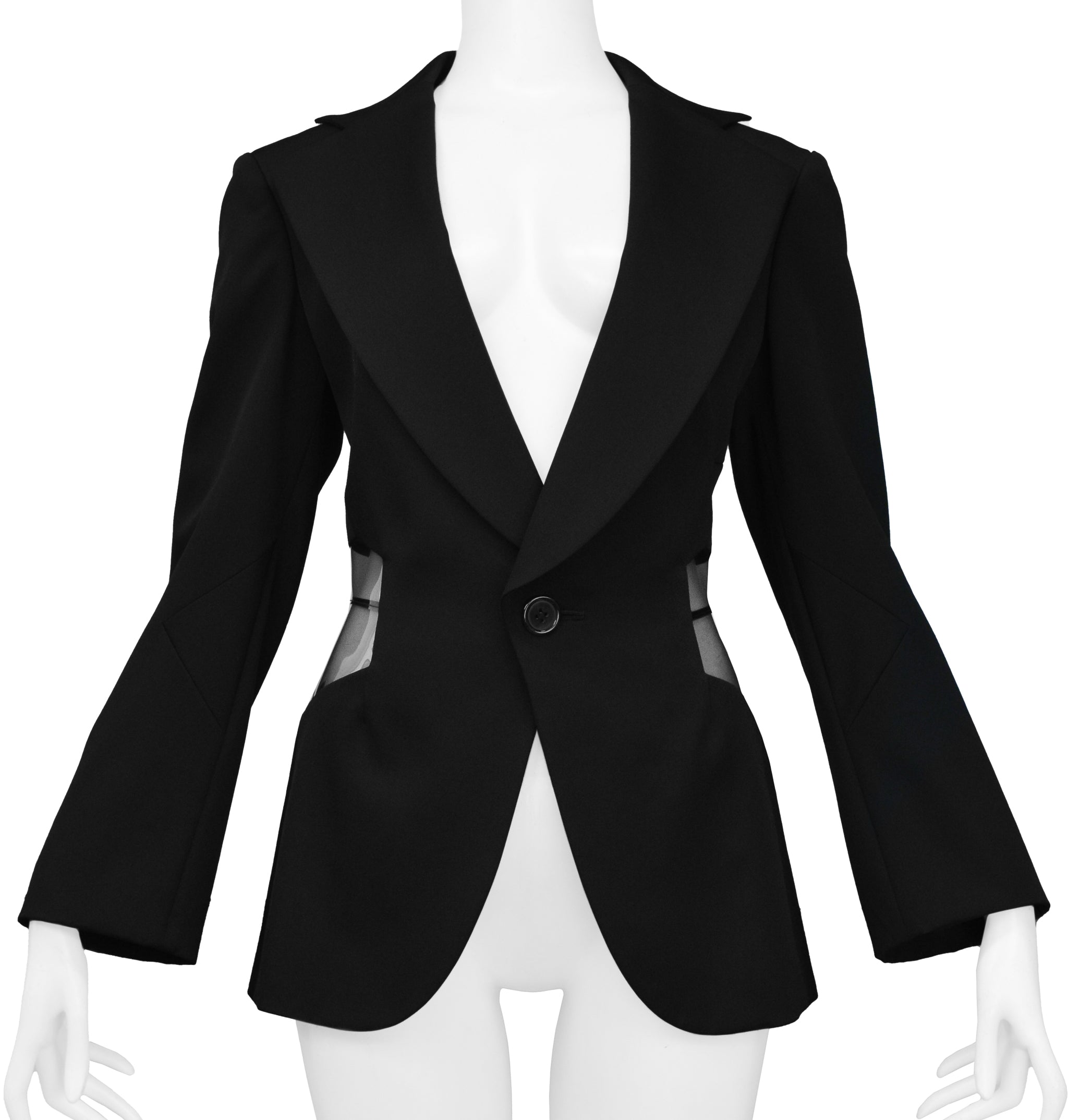 JUNYA WATANABE BLACK BLAZER WITH VINYL INSETS 2005