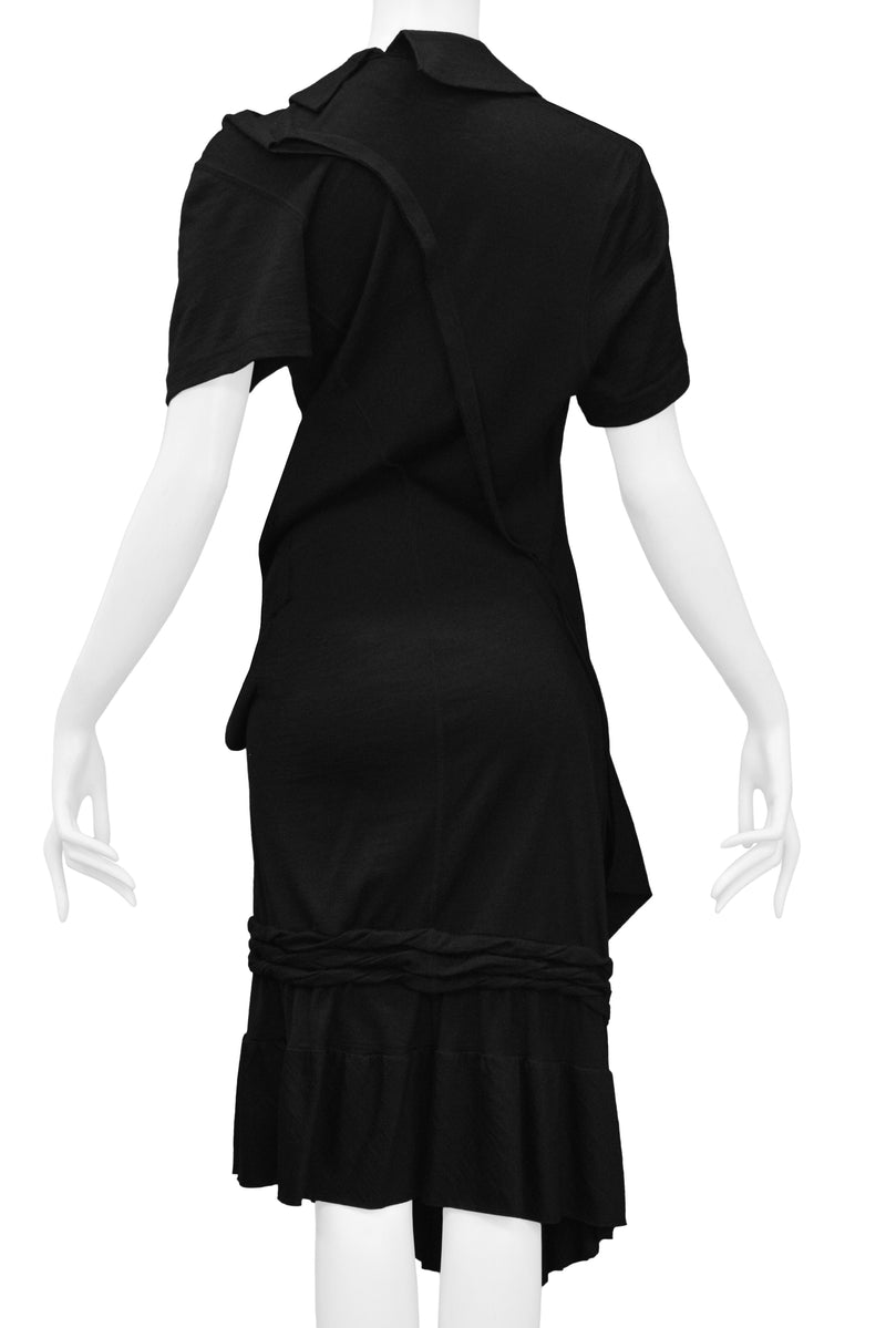 JUNYA WATANABE BLACK TWIST DRESS WITH LACE INSETS 2007