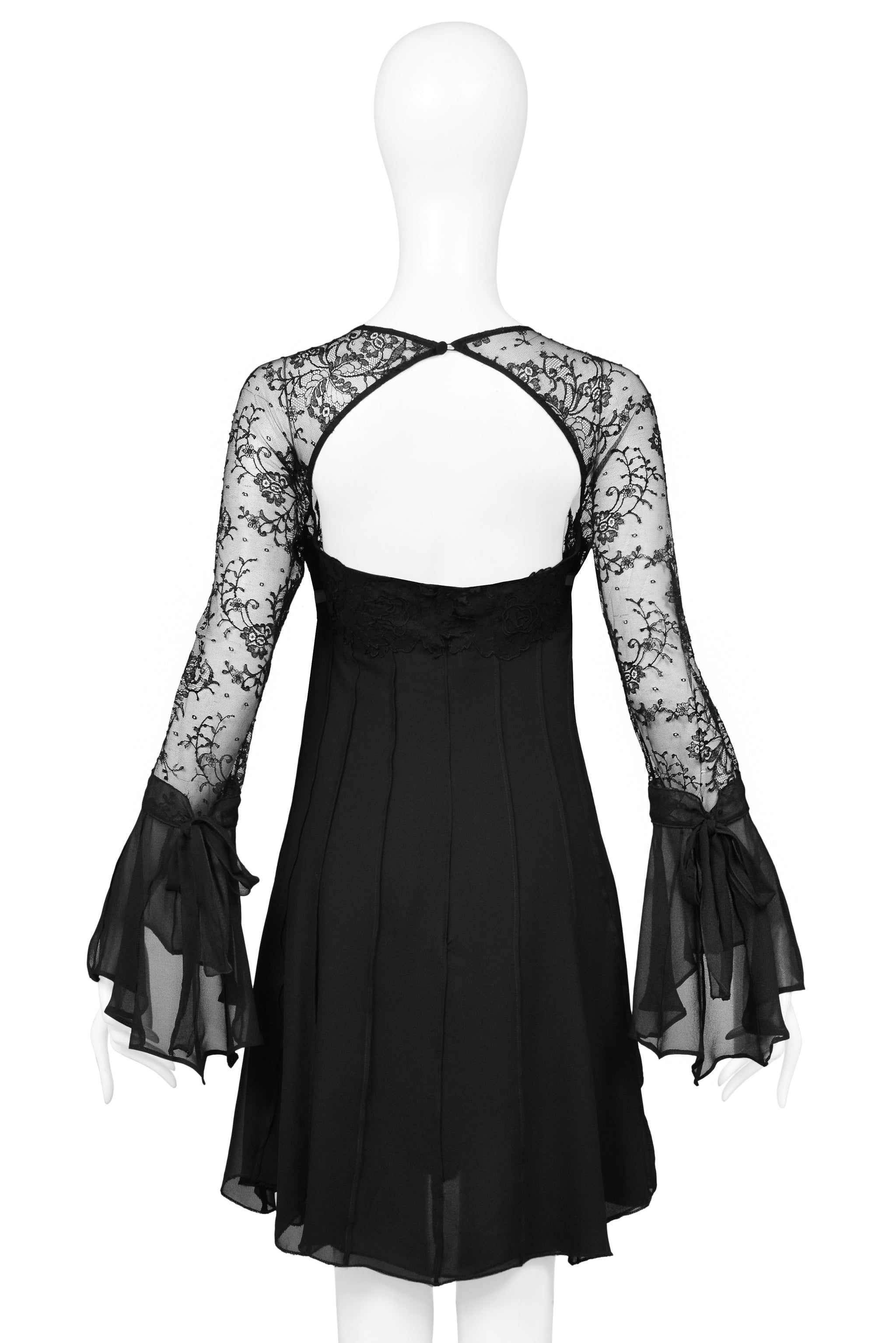 LOLITA LEMPICKA BLACK SILK & LACE COCKTAIL DRESS 1996