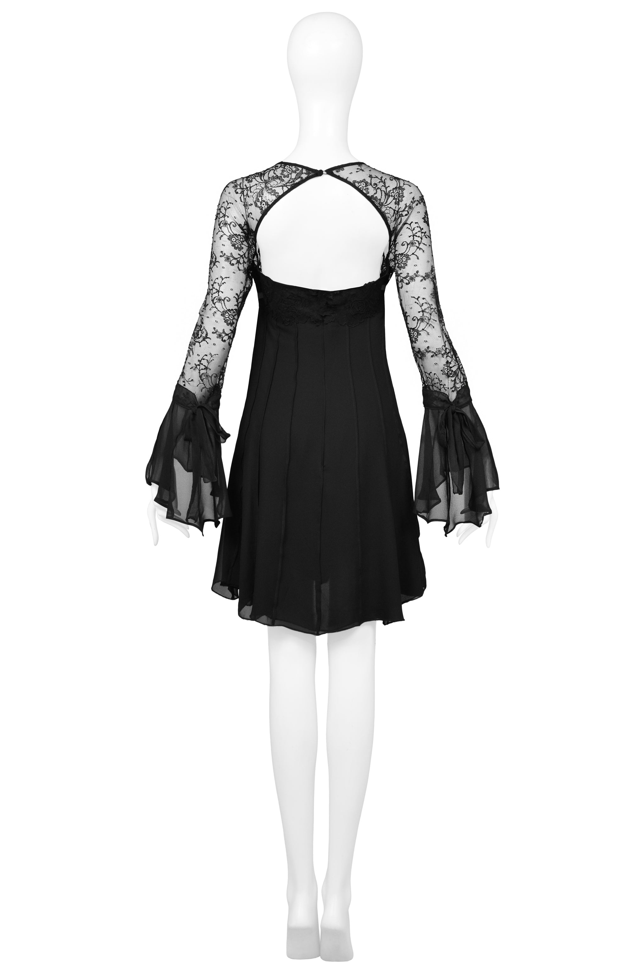 LOLITA LEMPICKA BLACK SILK & LACE COCKTAIL DRESS 1996