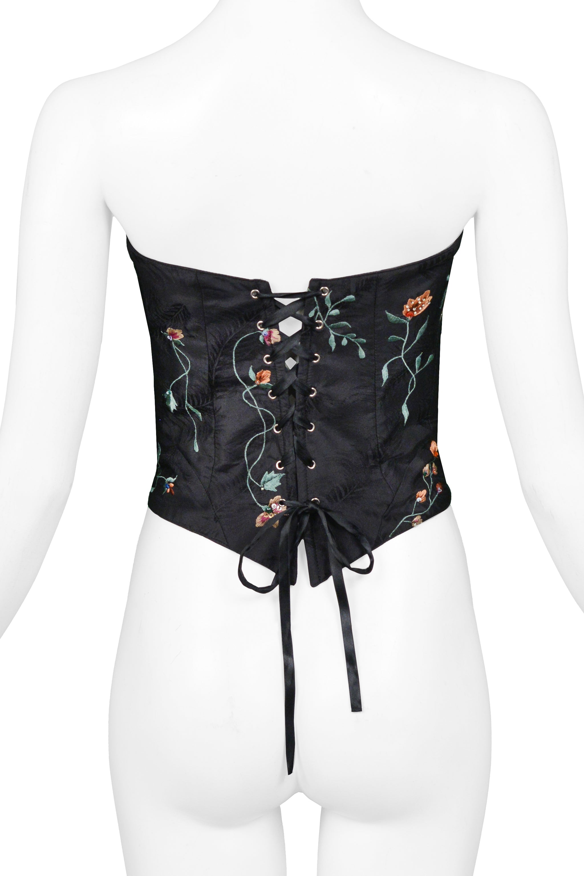 LOLITA LEMPICKA FLORAL EMBROIDERED BUSTIER 2000