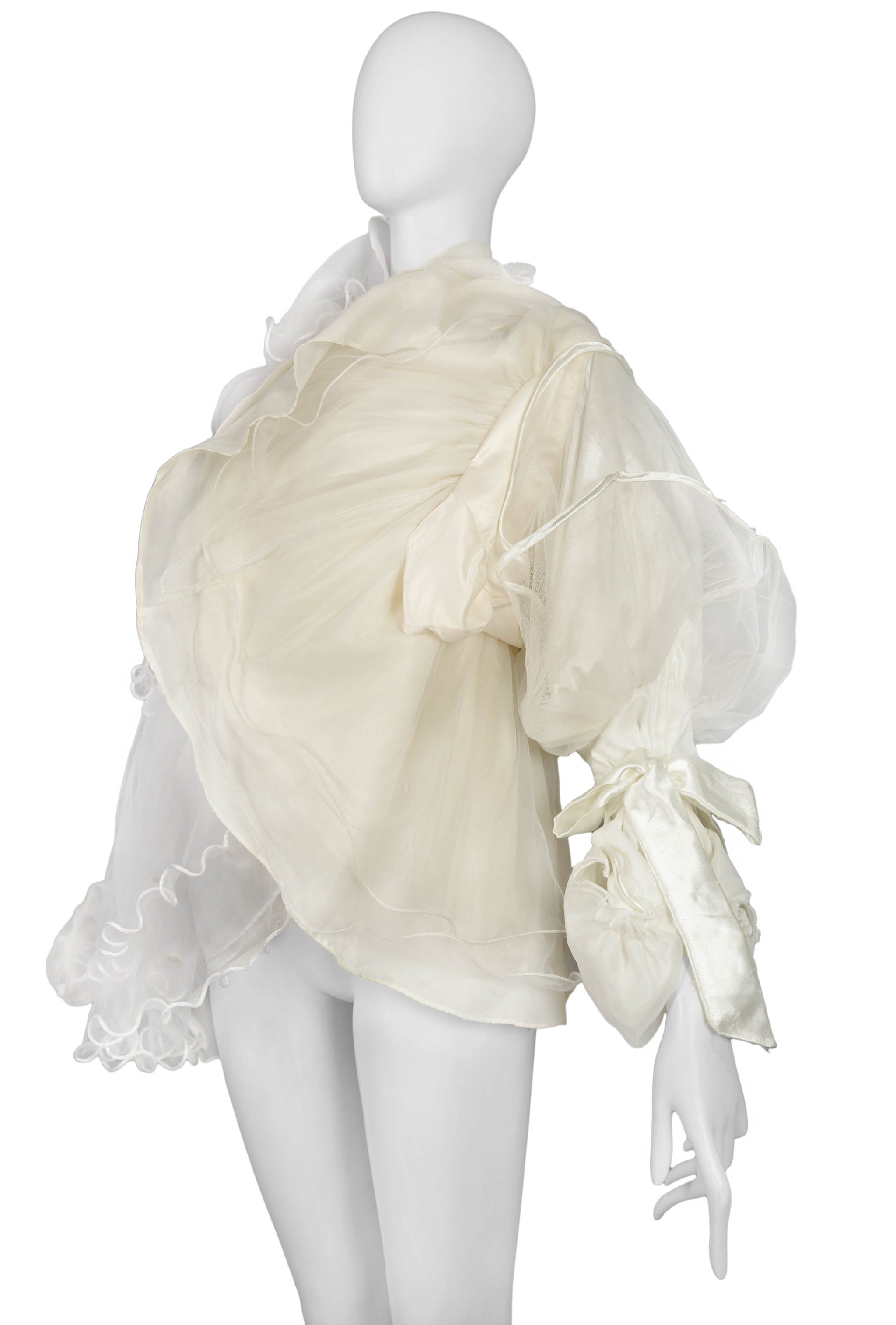 MARGIELA ARTISANAL WHITE TULLE RUFFLE JACKET