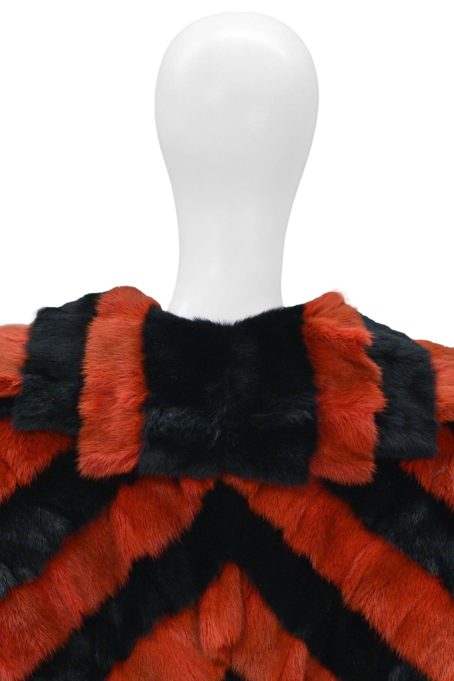 ALEXANDER MCQUEEN "HORN OF PLENTY" RED AND BLACK FUR CHEVRON JACKET 2009