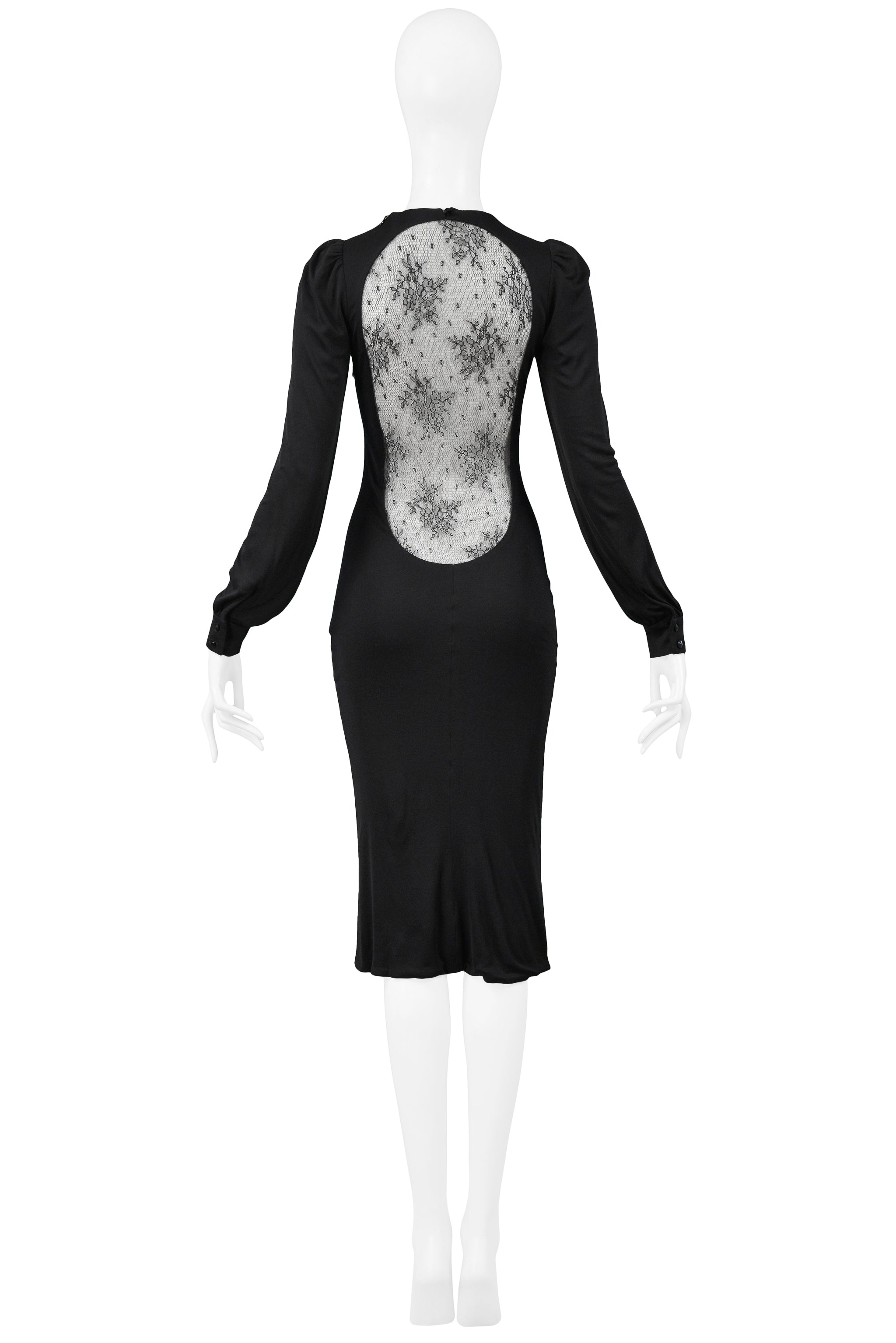 ALEXANDER MCQUEEN BLACK LACE BACK "HITCHCOCK" DRESS 2005