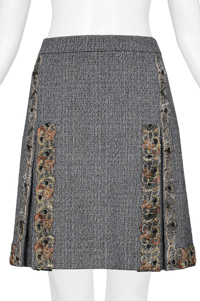 Tweed skirt with straps on sale