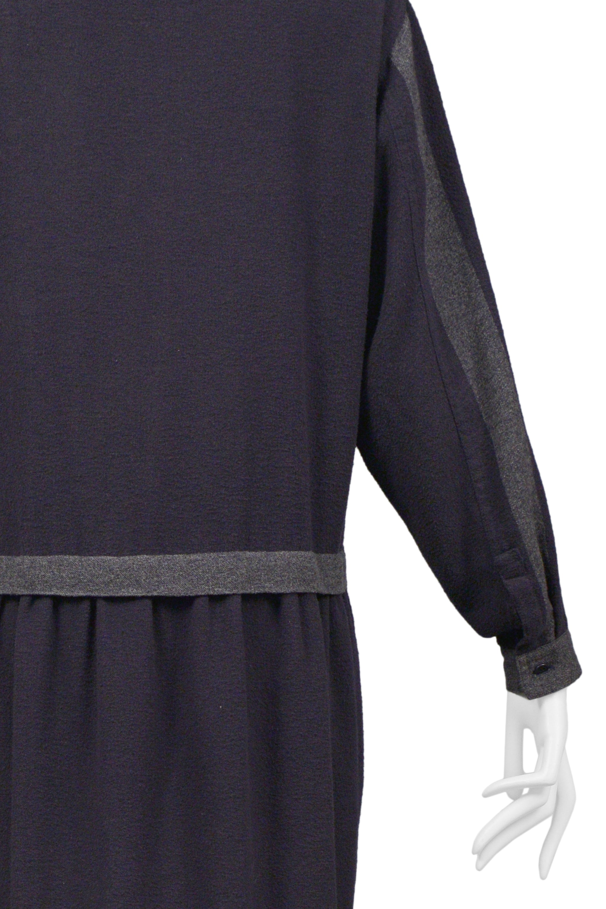 ISSEY MIYAKE NAVY & GREY DRAWSTRING DRESS
