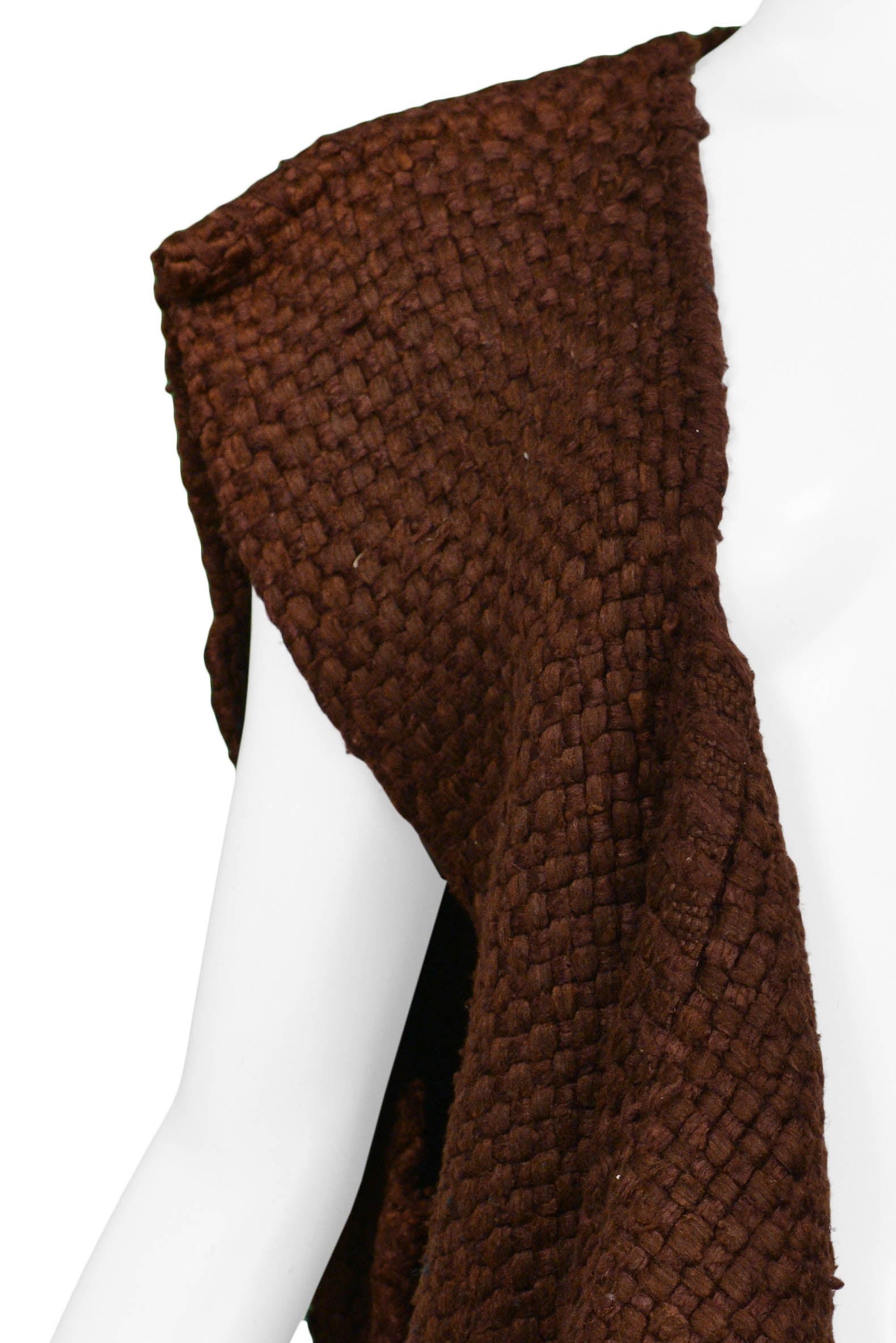 ISSEY MIYAKE OVERSIZED BROWN WOVEN VEST