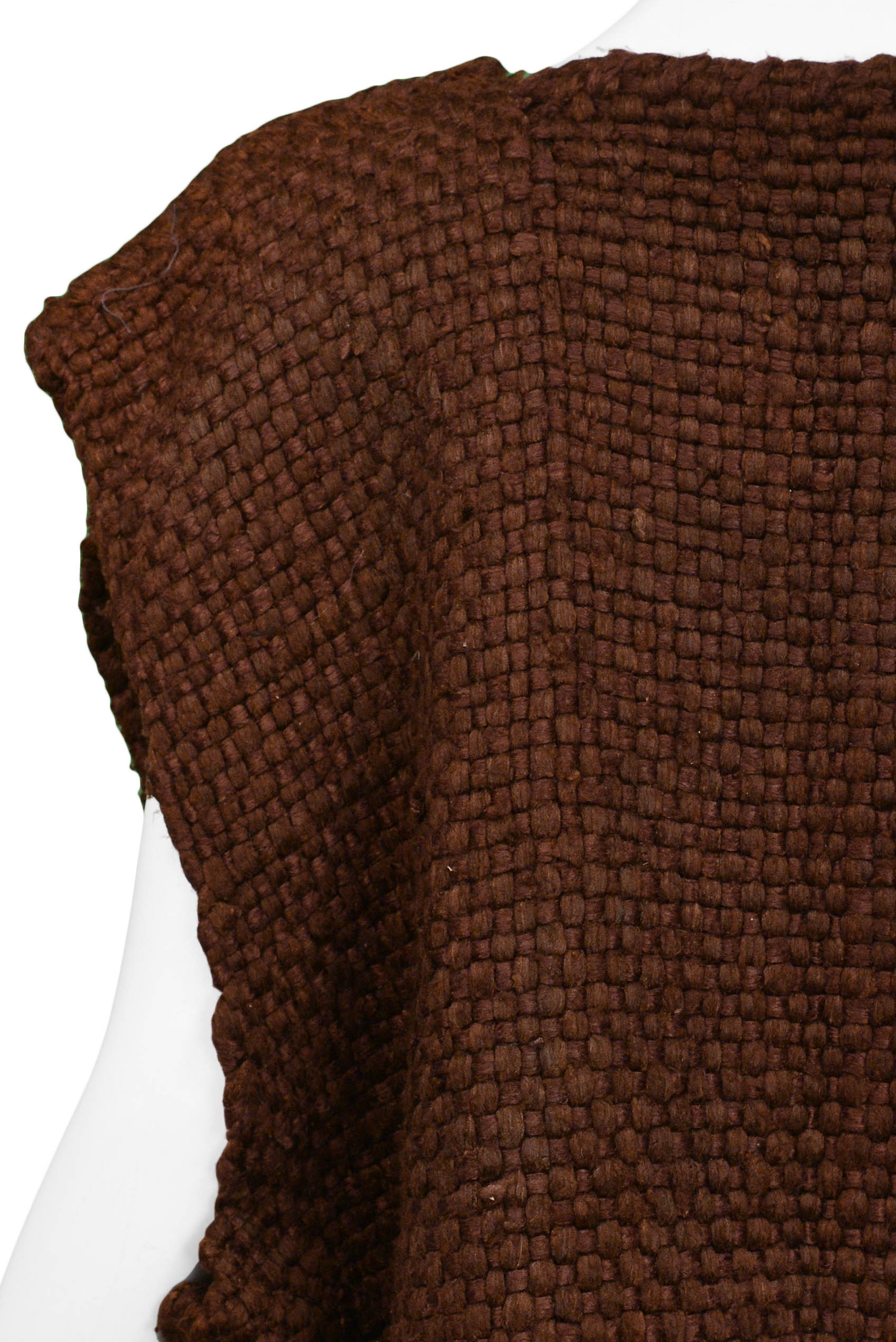 ISSEY MIYAKE OVERSIZED BROWN WOVEN VEST