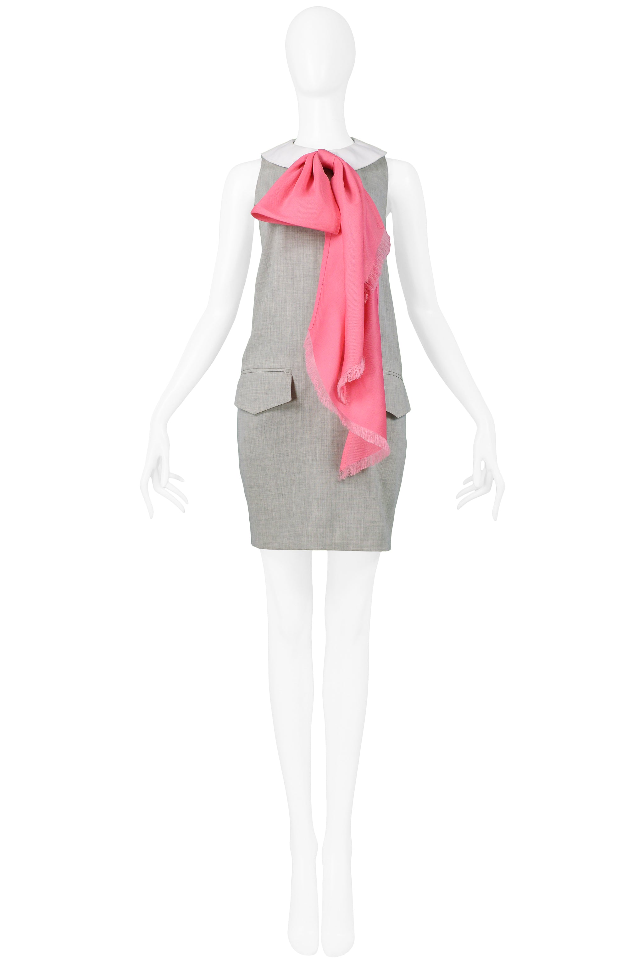 MIZRAHI GREY DRESS WITH PINK BOW 1991