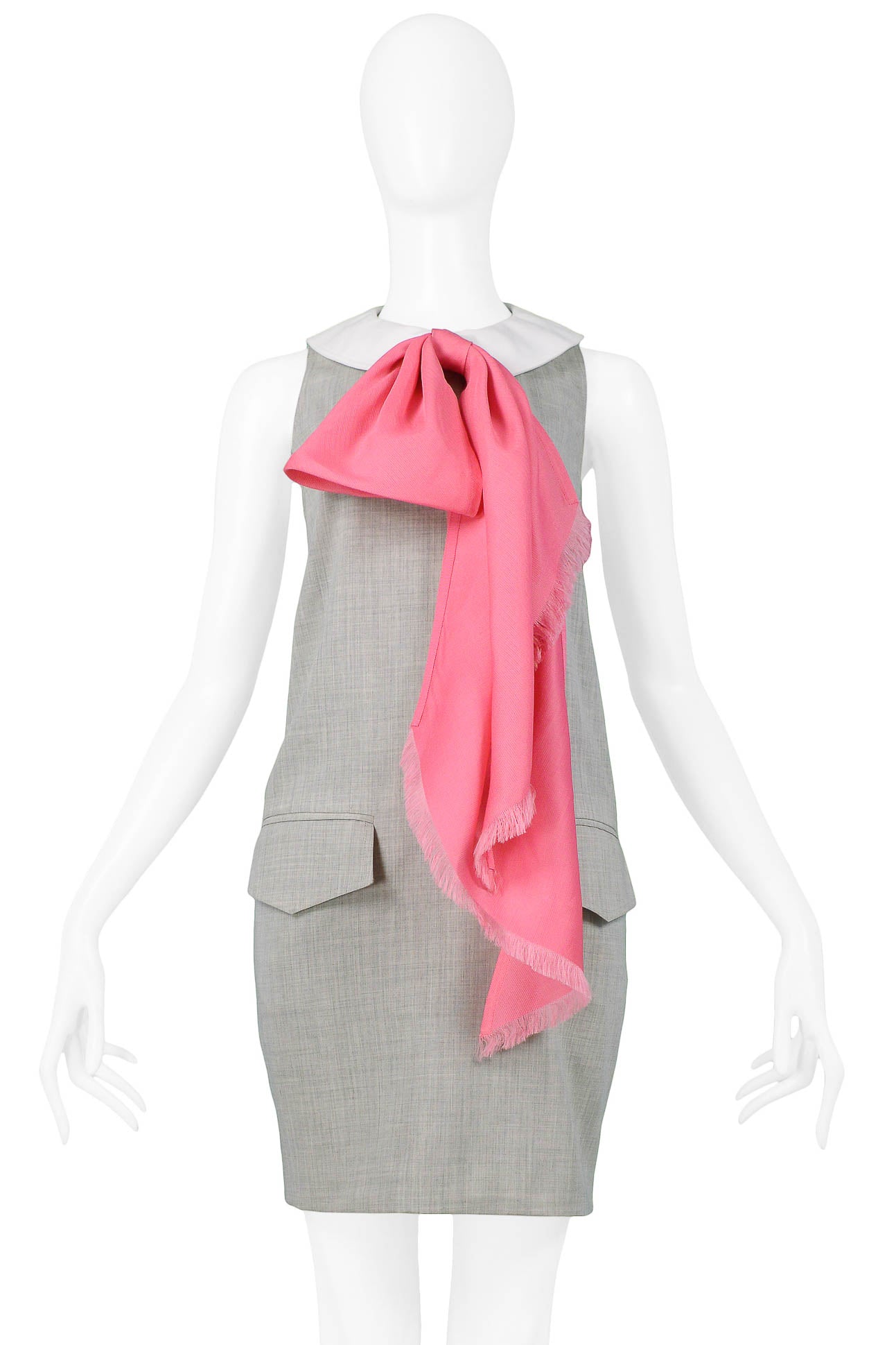 MIZRAHI GREY DRESS WITH PINK BOW 1991