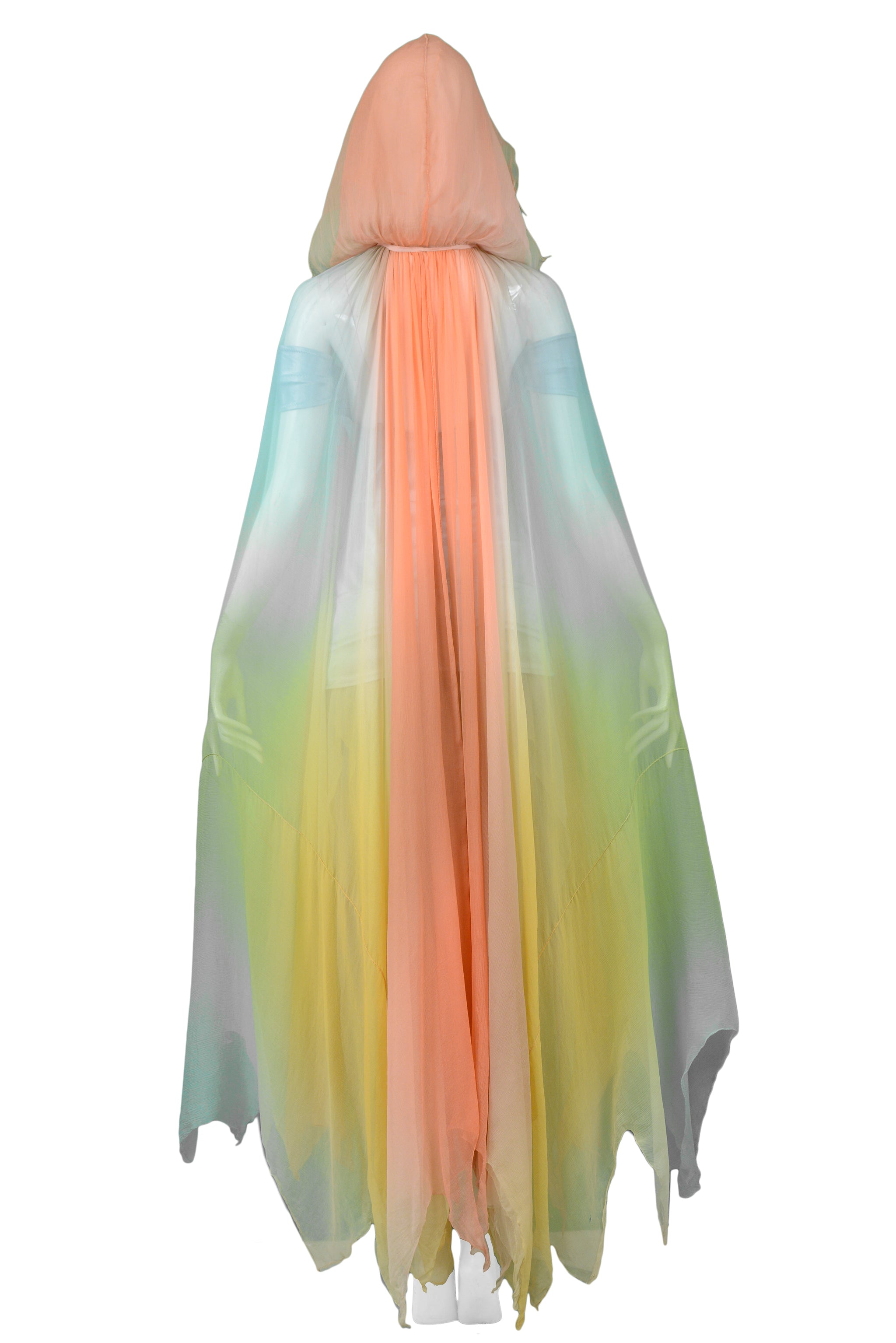 MUGLER RARE RAINBOW OMBRE GOWN & CAPE ENSEMBLE 1977