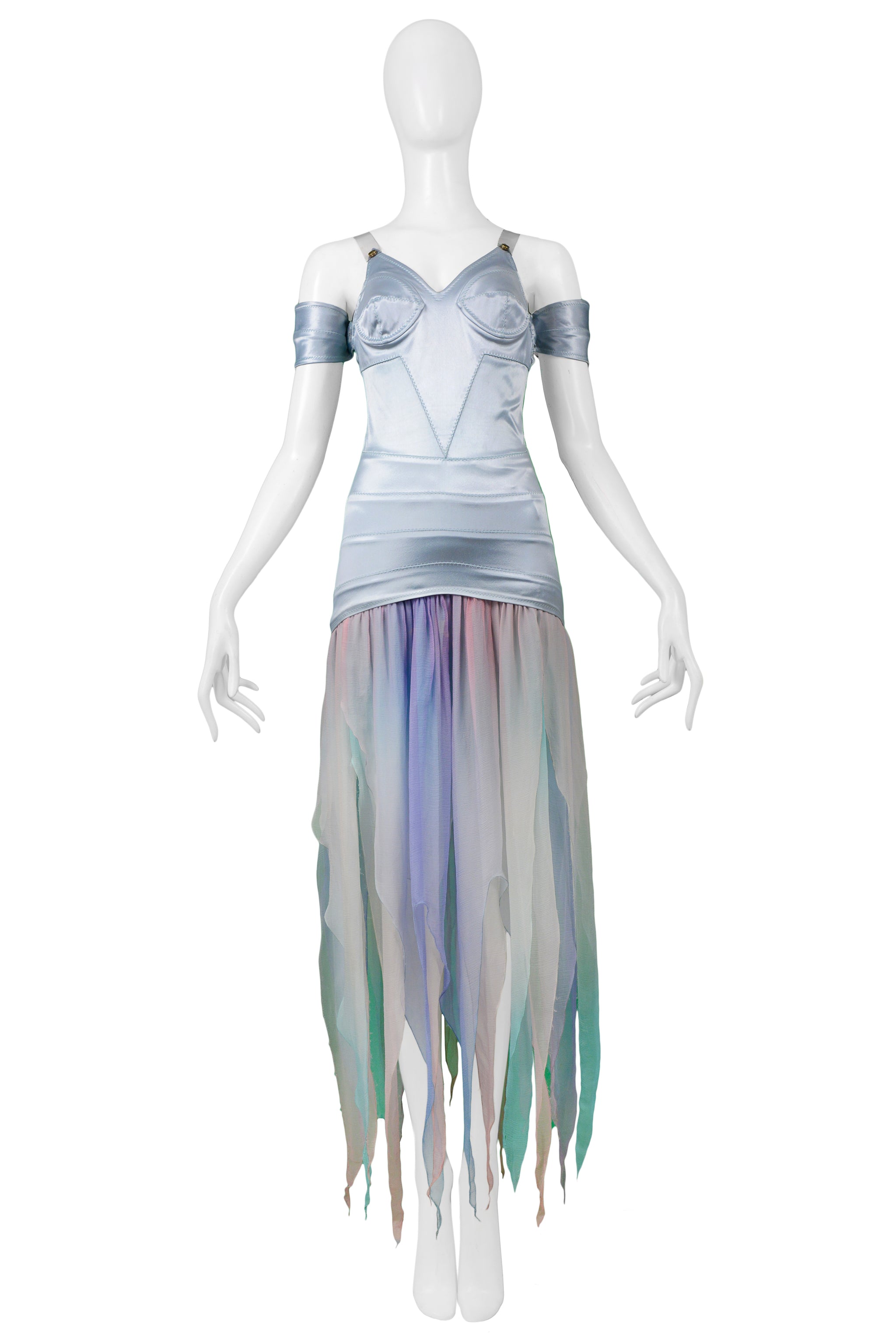 MUGLER RARE RAINBOW OMBRE GOWN & CAPE ENSEMBLE 1977