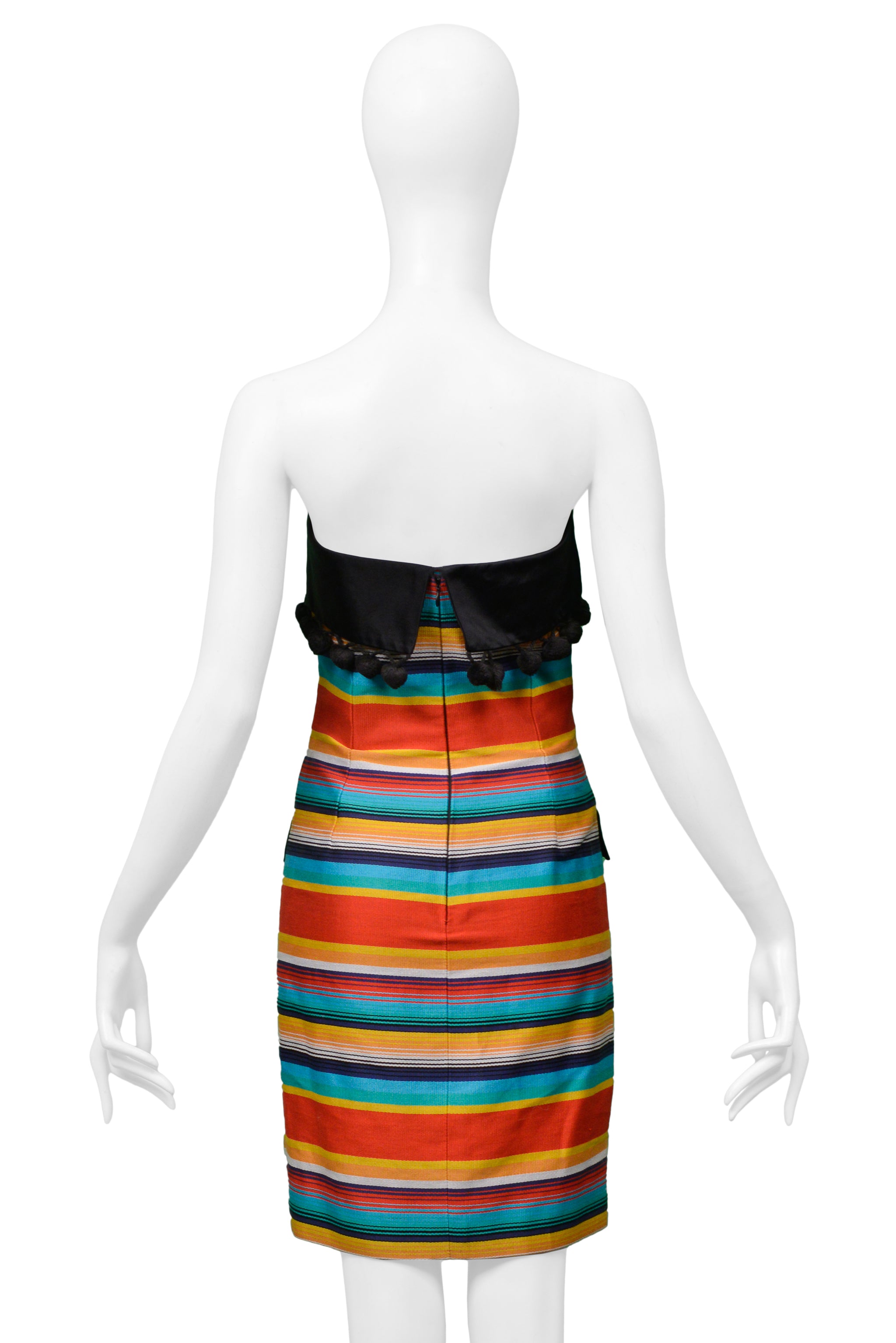 PERRY ELLIS BY MARC JACOBS STRIPED STRAPLESS DRESS 1992