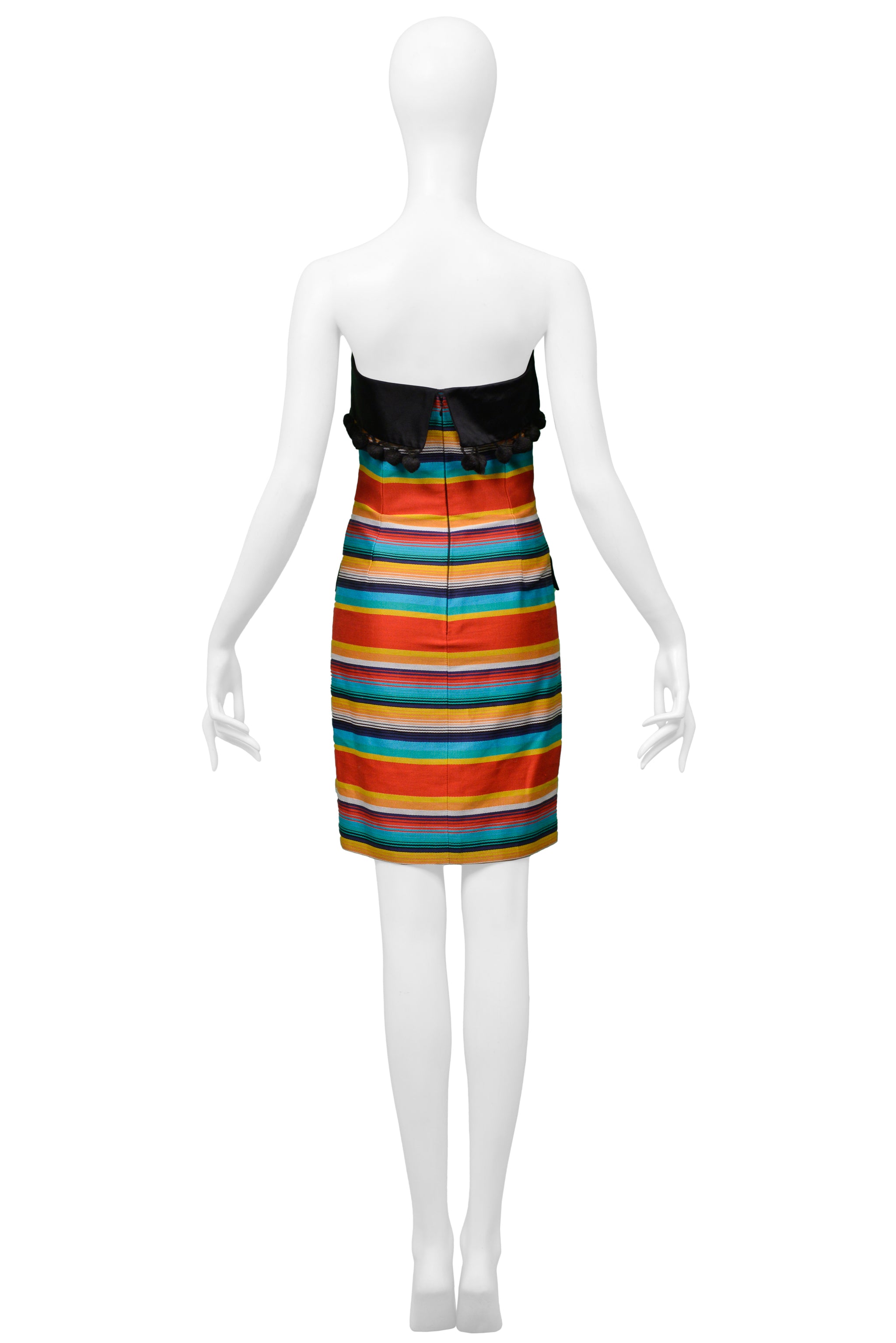 PERRY ELLIS BY MARC JACOBS STRIPED STRAPLESS DRESS 1992