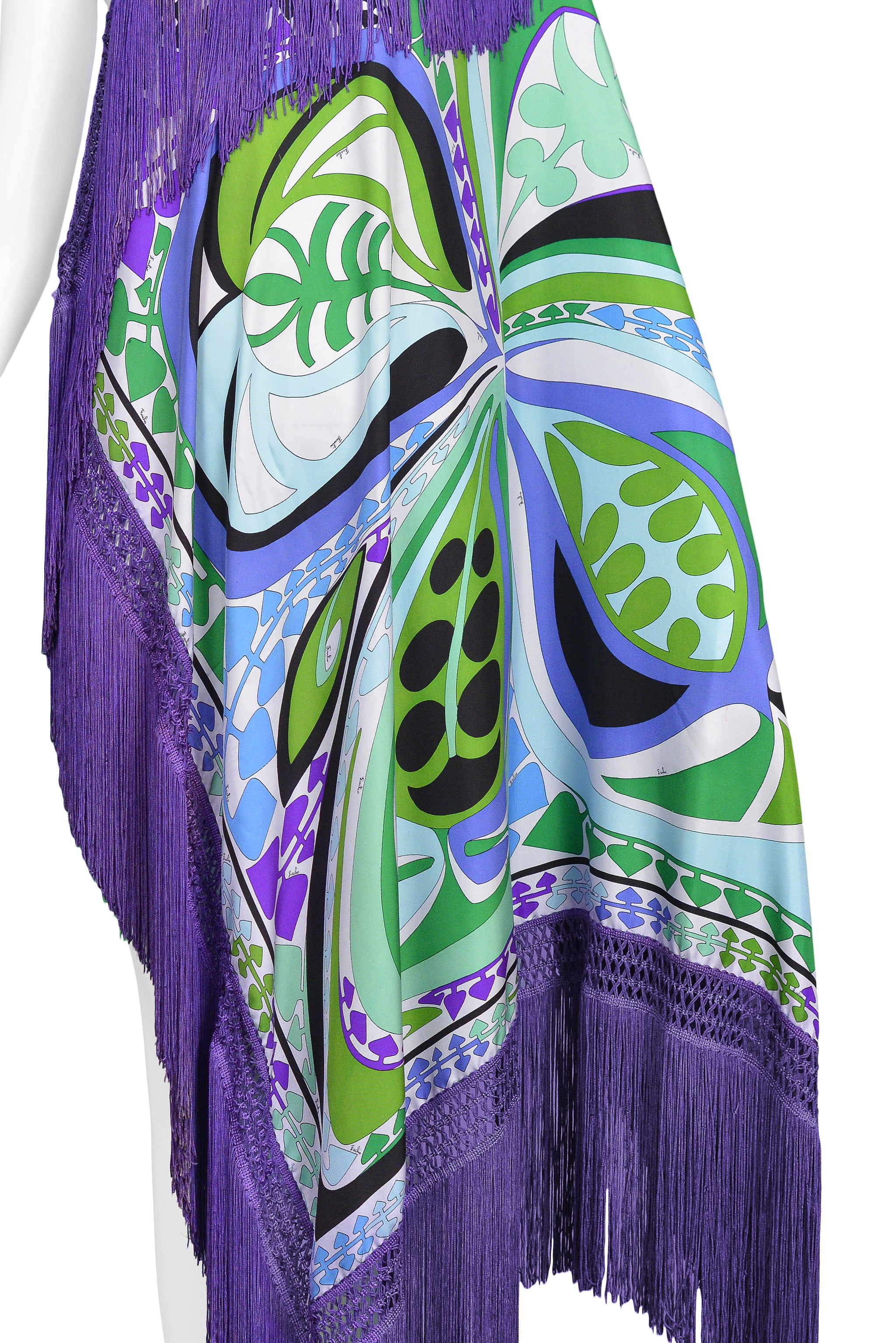 PUCCI GIANT ABSTRACT PRINTED SCARF WITH FRINGE