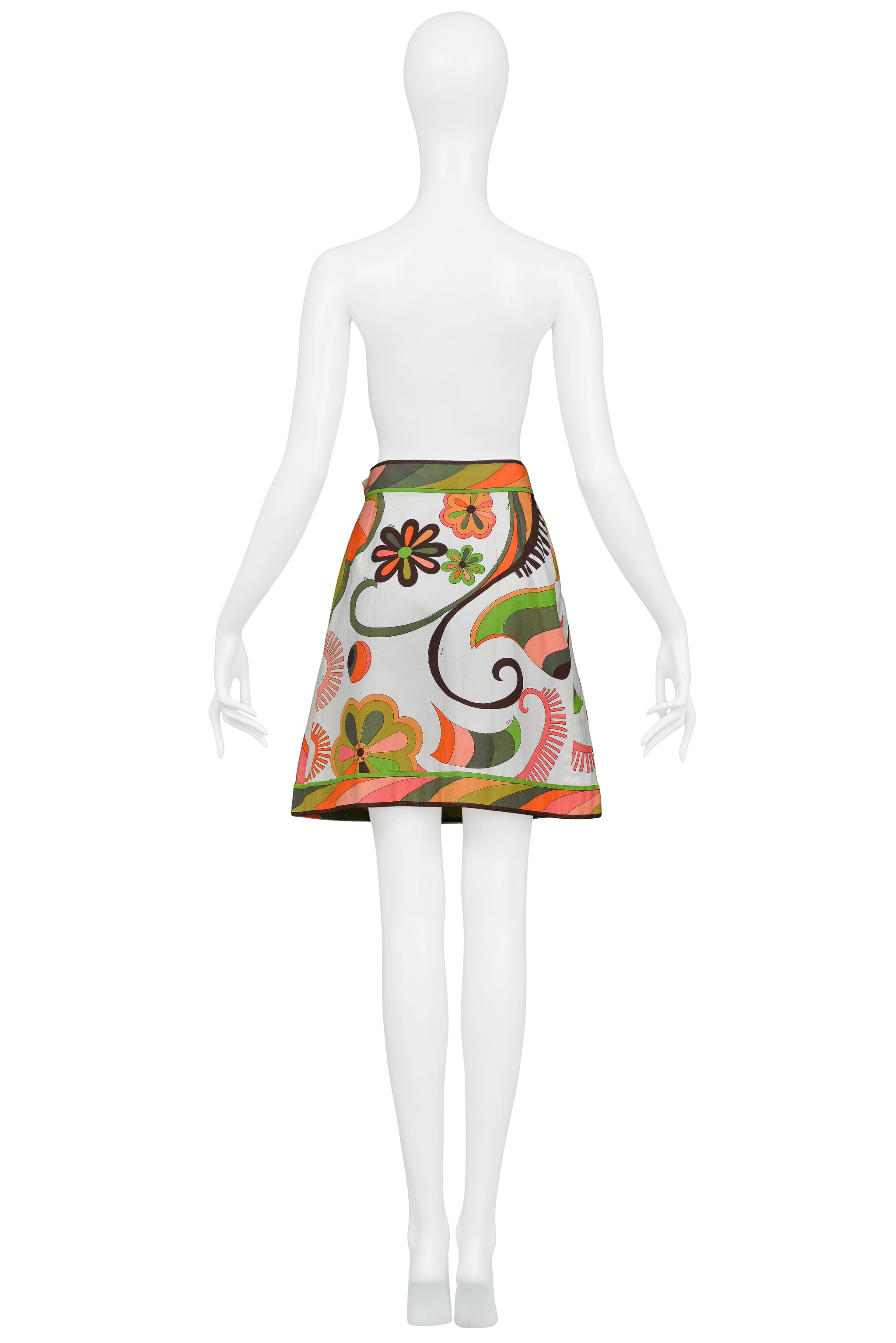PUCCI MULTICOLOR ABSTRACT FLORAL PRINT COTTON DAY SKIRT