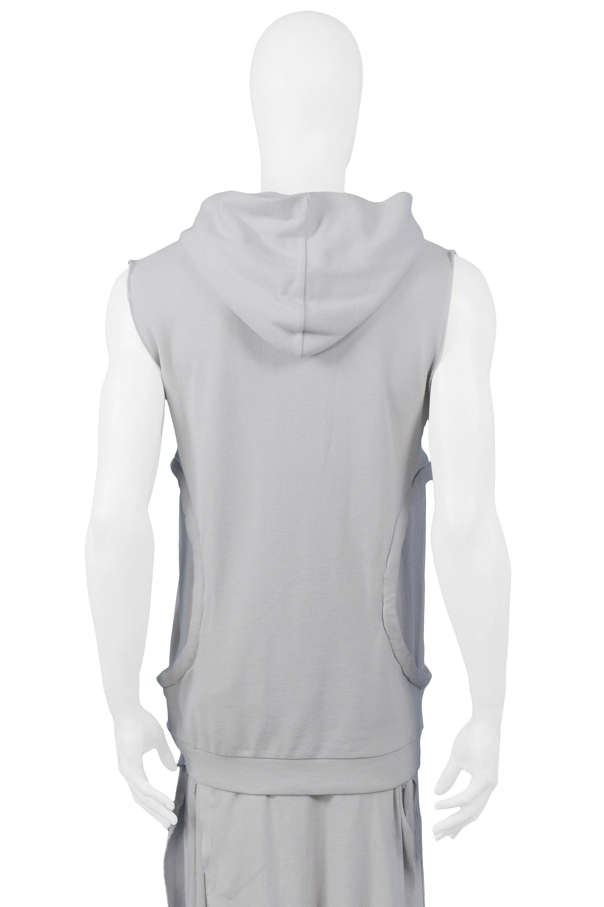 RAF SIMONS GREY SLEEVELESS HOODIE 2005
