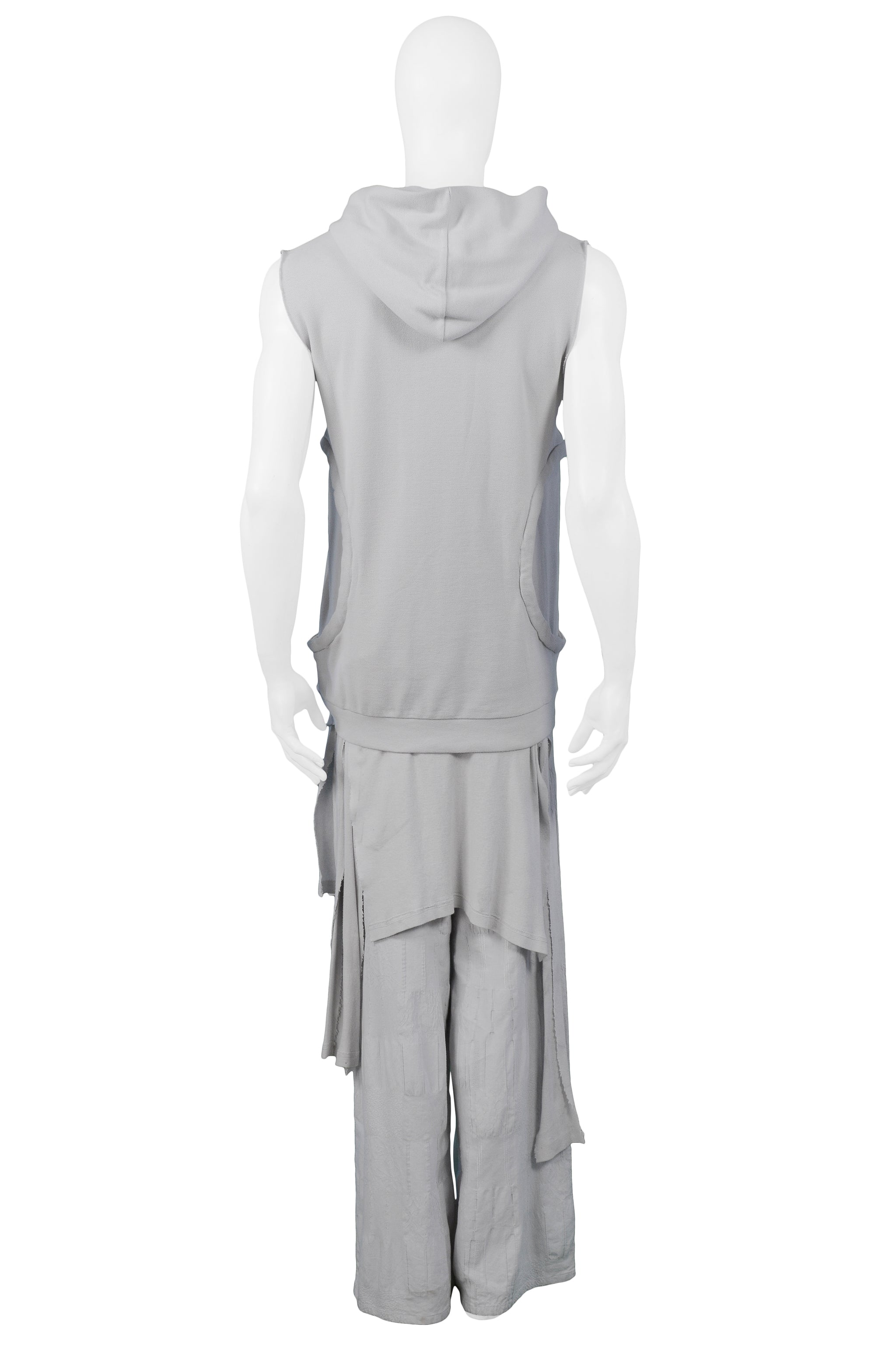 RAF SIMONS GREY SLEEVELESS HOODIE 2005