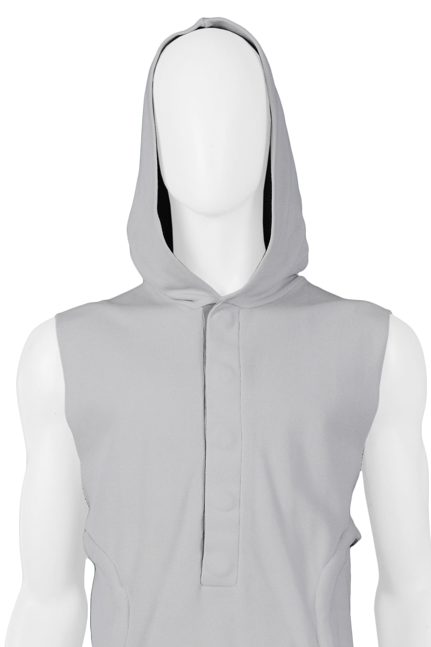 RAF SIMONS GREY SLEEVELESS HOODIE 2005