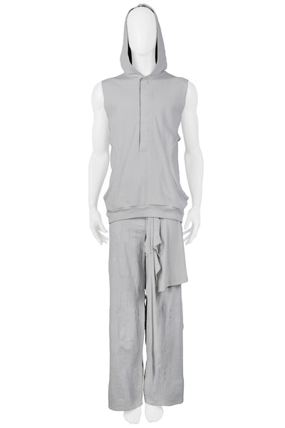 RAF SIMONS GREY SLEEVELESS HOODIE 2005