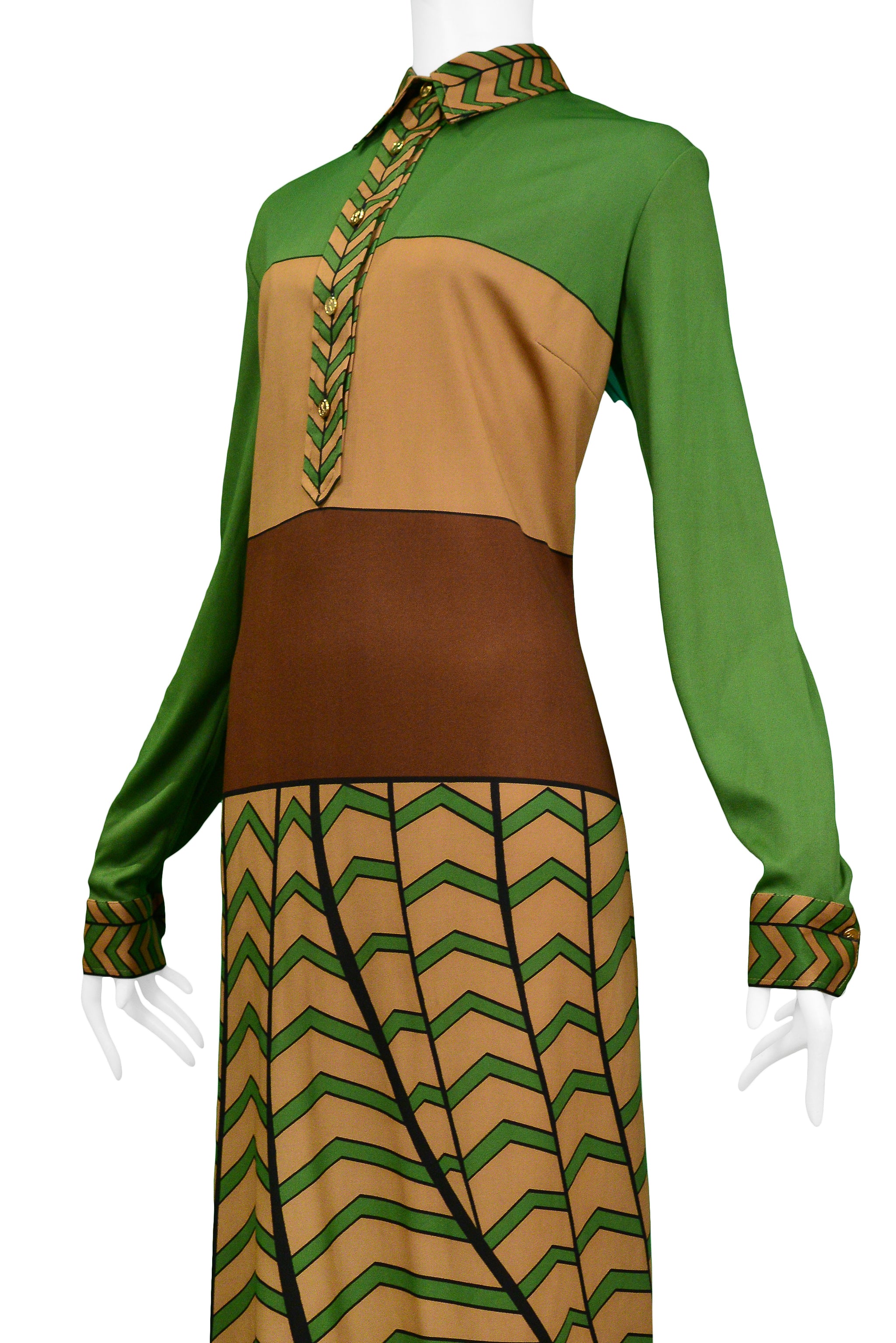 ROBERTA DI CAMERINO TROMPE L'OEIL CHEVRON MAXI DRESS