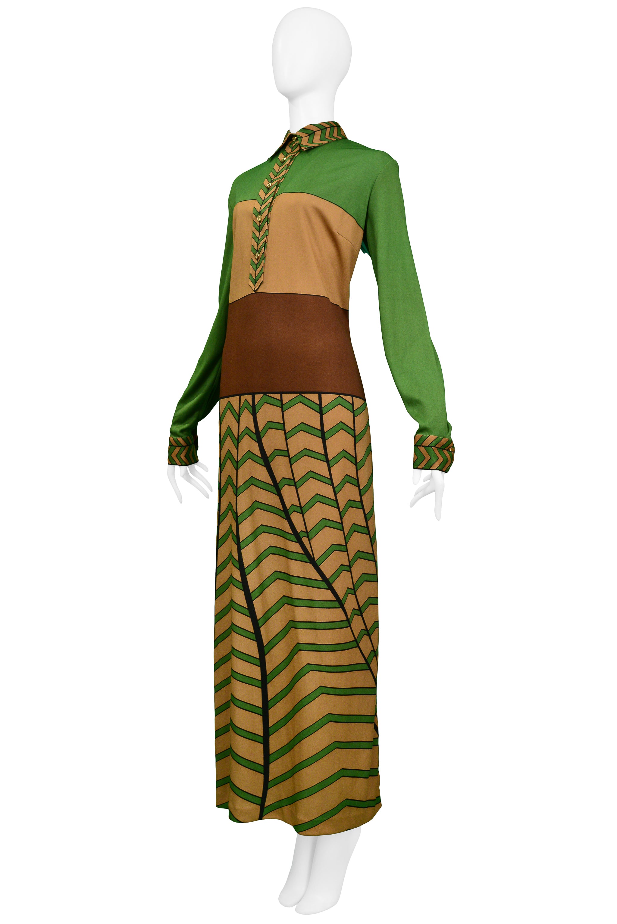 ROBERTA DI CAMERINO TROMPE L'OEIL CHEVRON MAXI DRESS