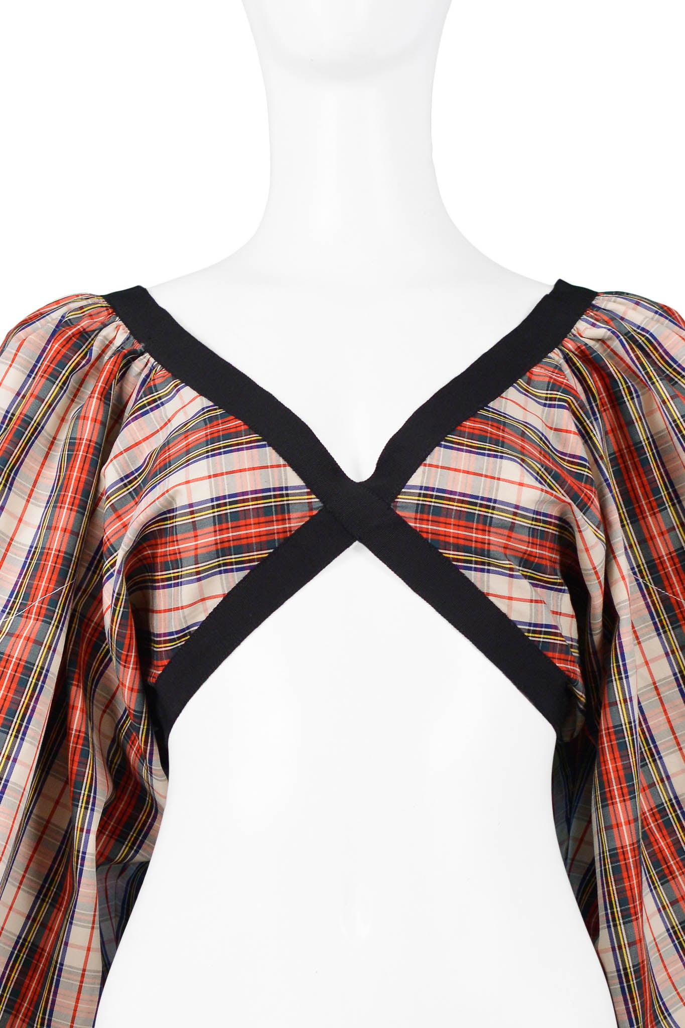 ISAAC MIZRAHI RED PLAID "TARTAN COLLECTION" PARTY TOP 1989