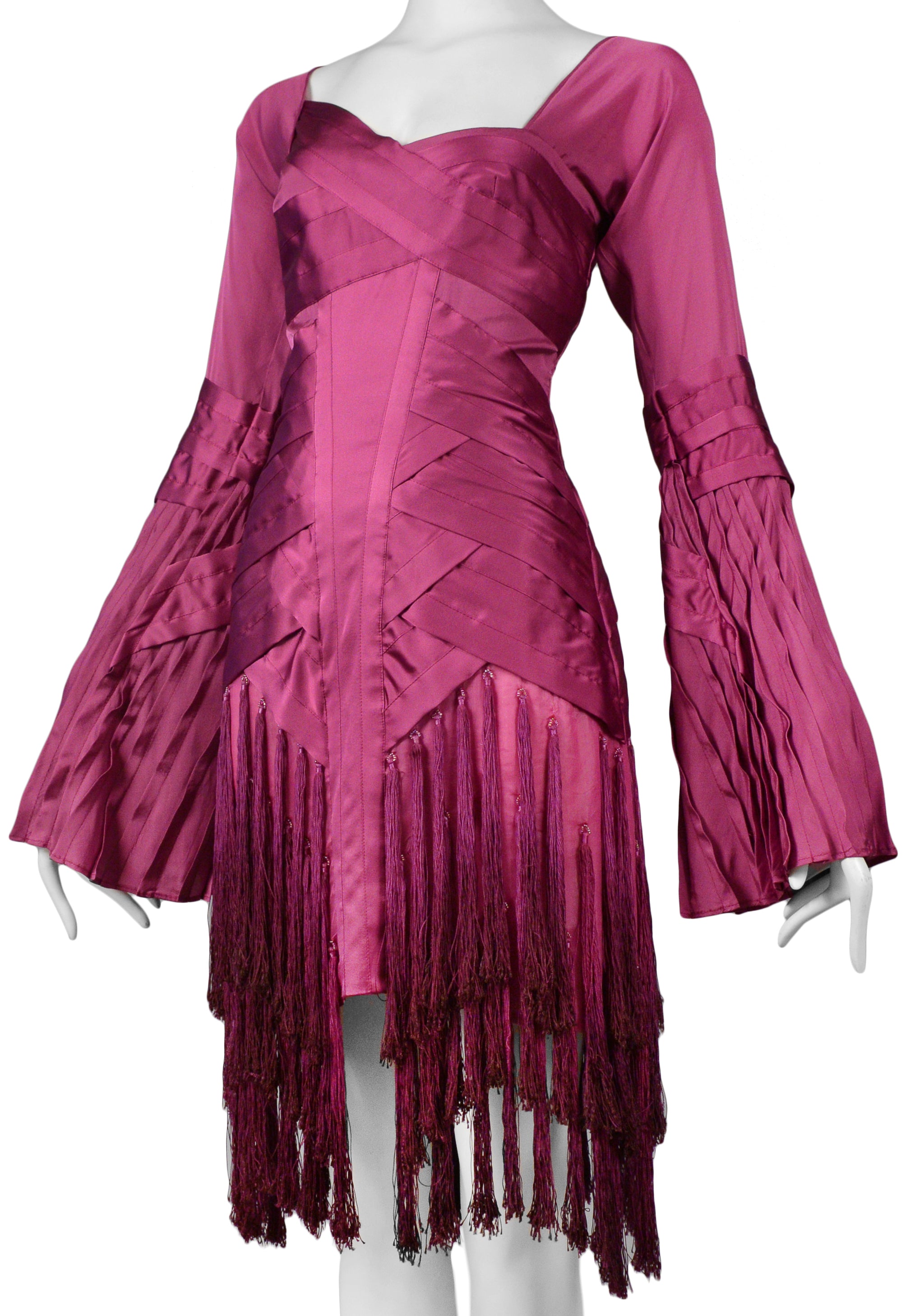 GUCCI BY TOM FORD MAGENTA TASSEL DRESS 2004