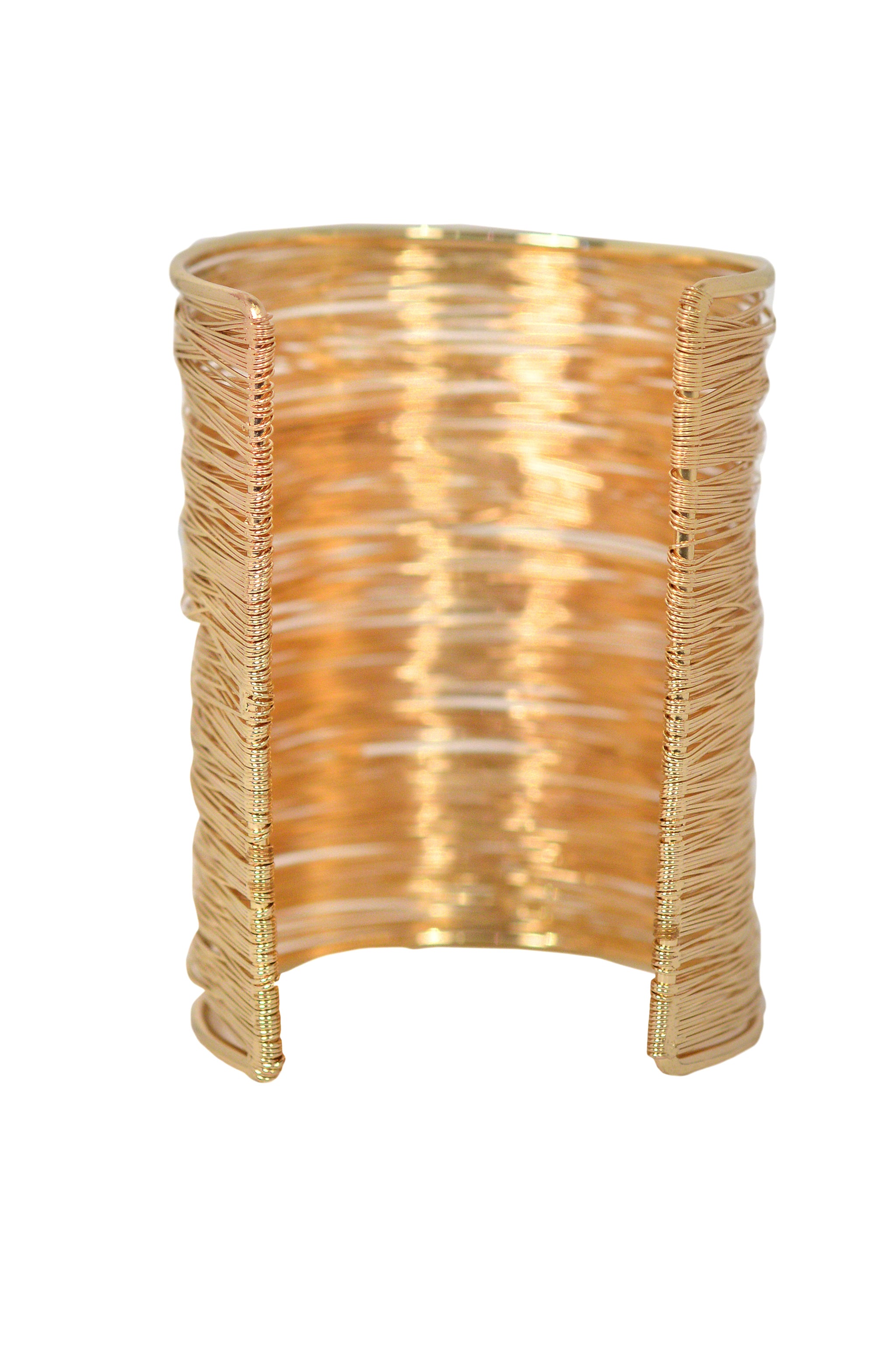 UGO CORREANI PAIR OF GOLD & RHINESTONE WIRE CUFFS