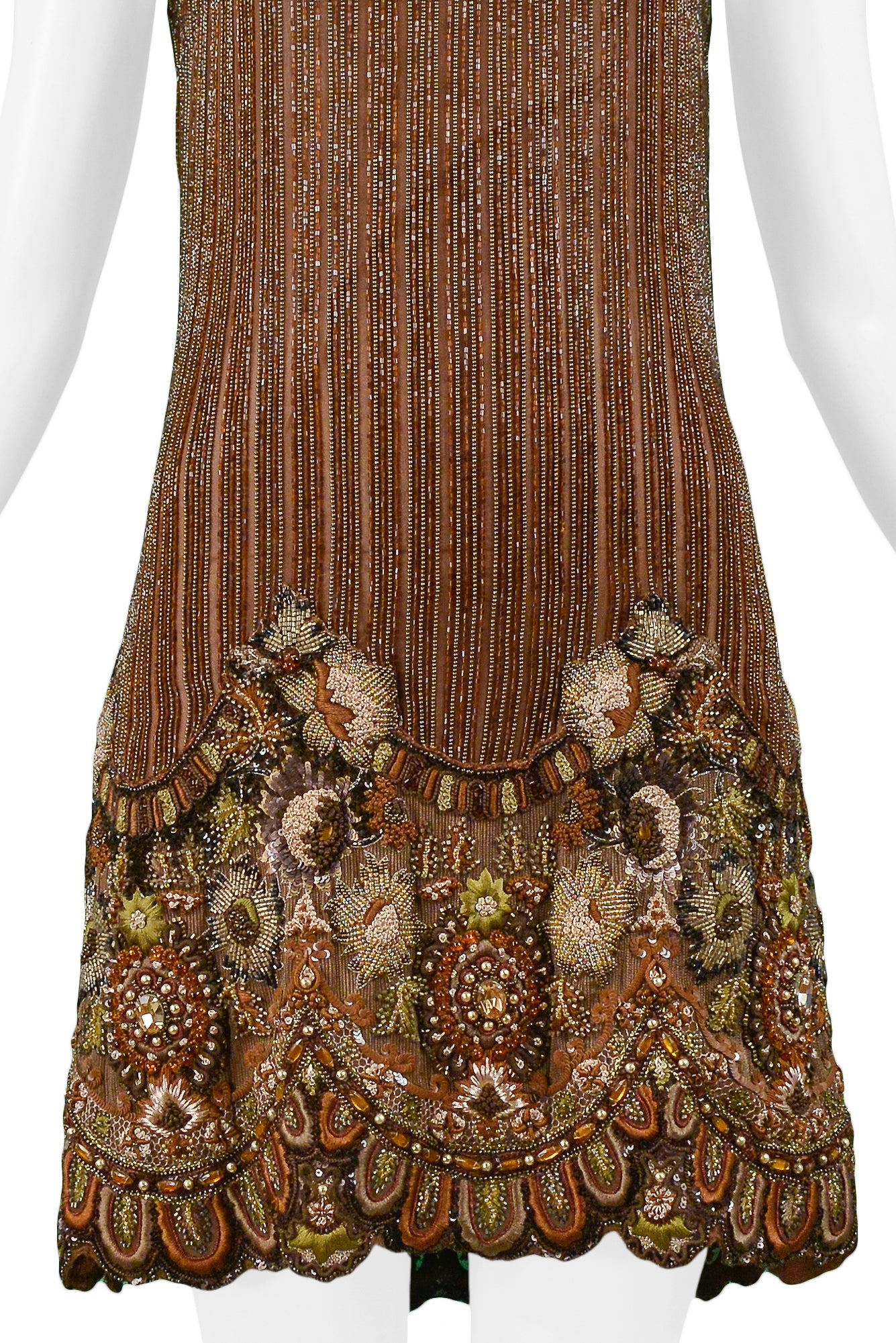 VALENTINO HEAVILY BEADED FLORAL MINI DRESS