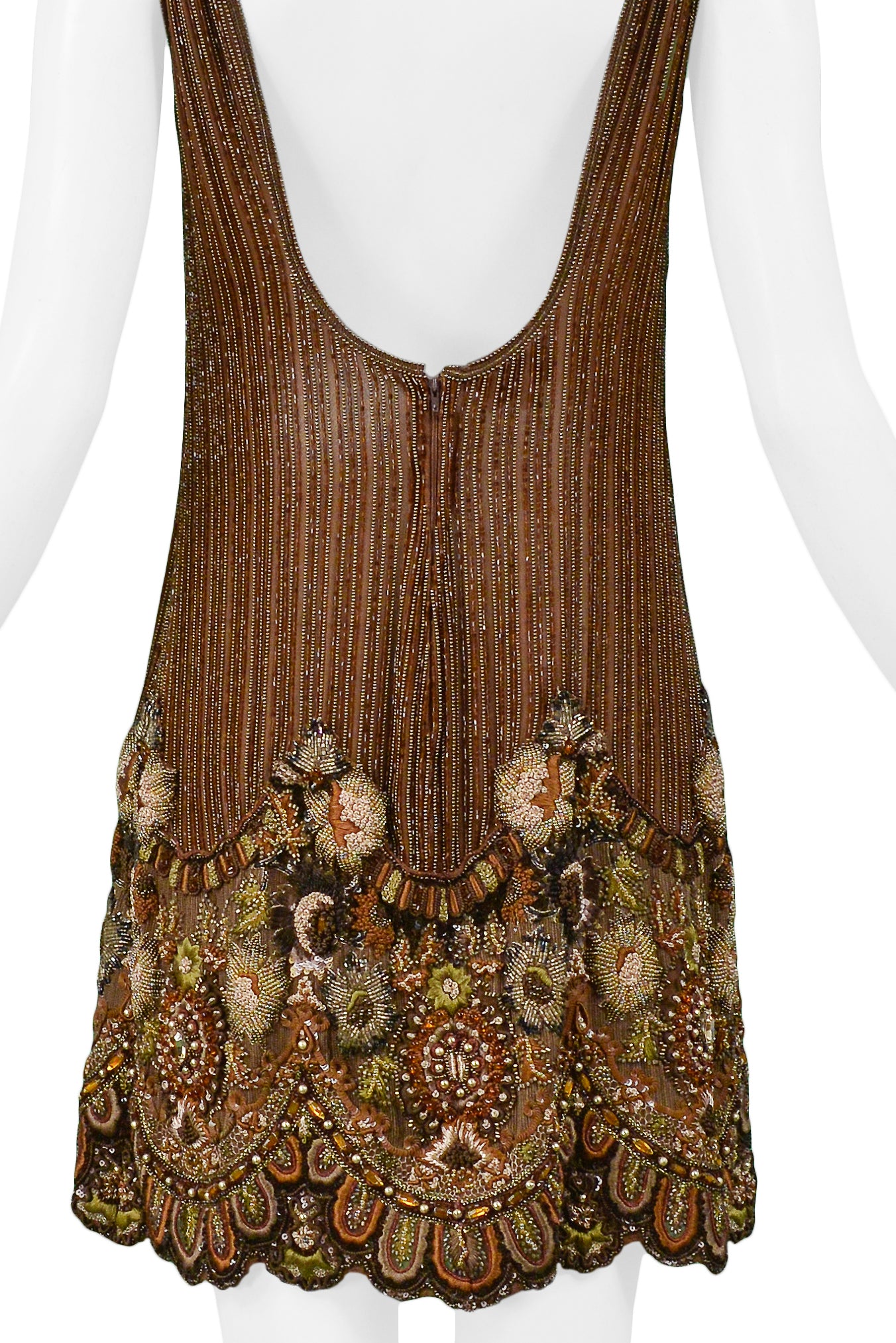 VALENTINO HEAVILY BEADED FLORAL MINI DRESS