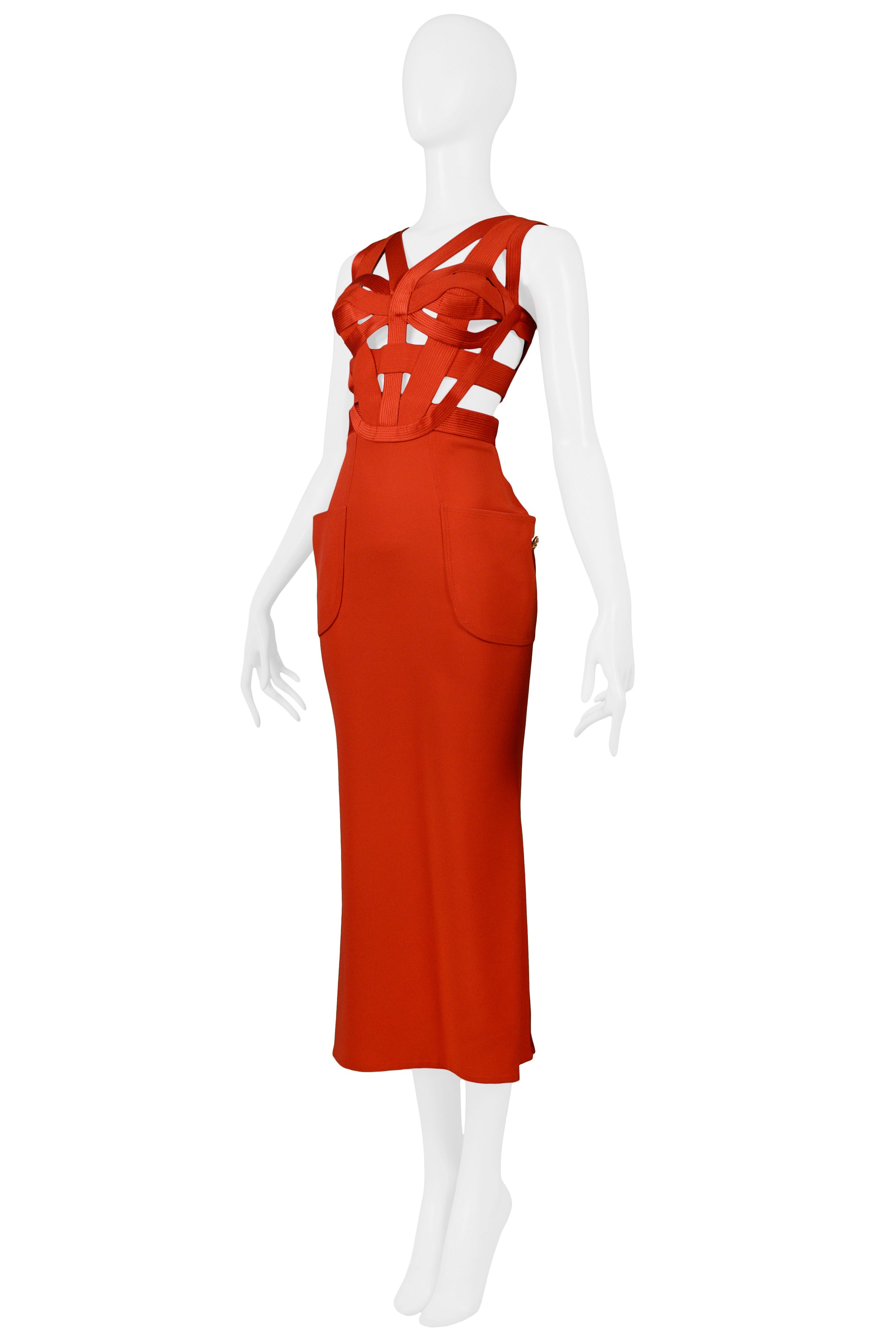 GIANNI VERSACE RED BONDAGE DRESS 1992