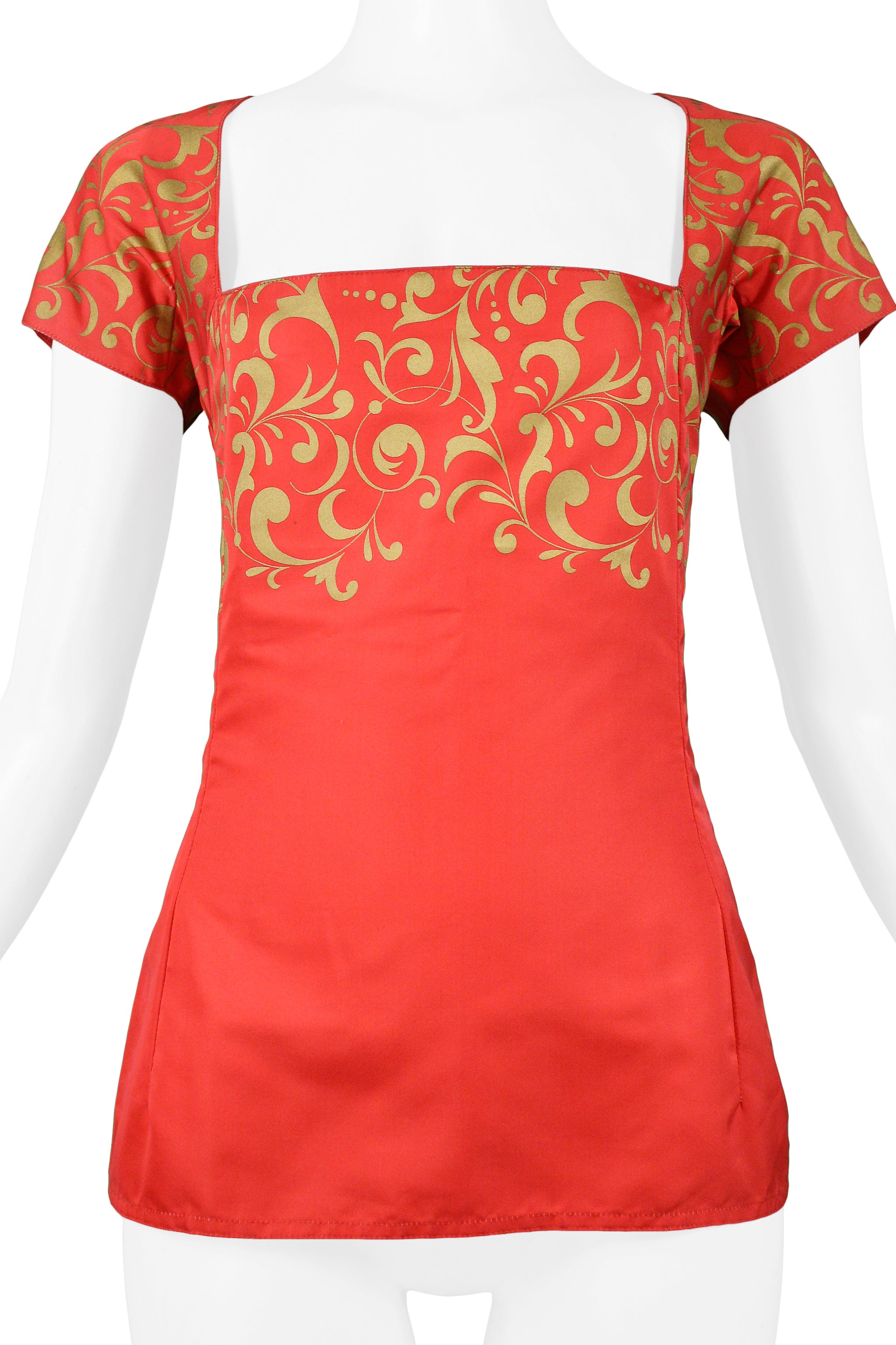 VERSACE RED & GOLD PEPLUM TOP