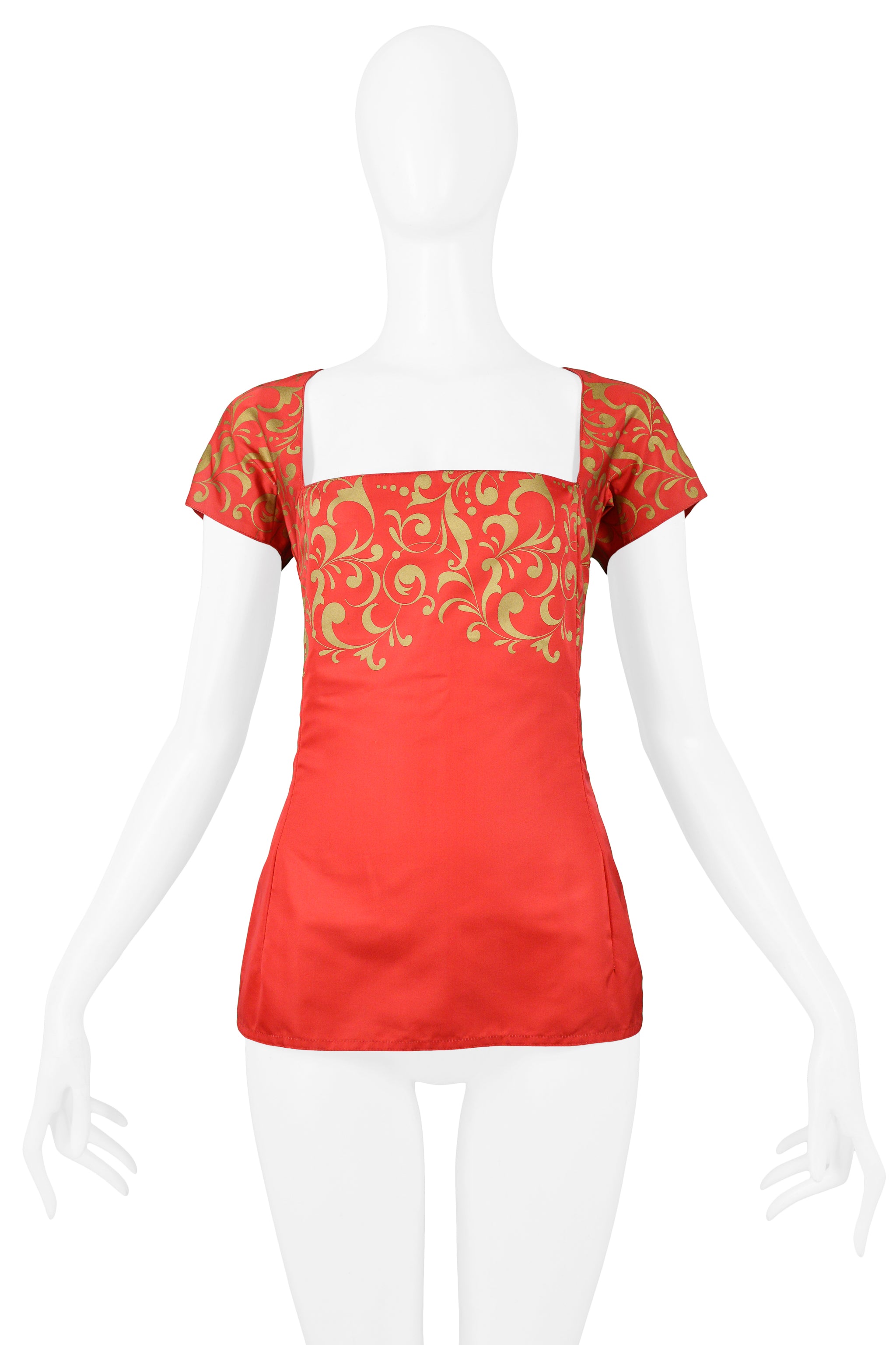 VERSACE RED & GOLD PEPLUM TOP